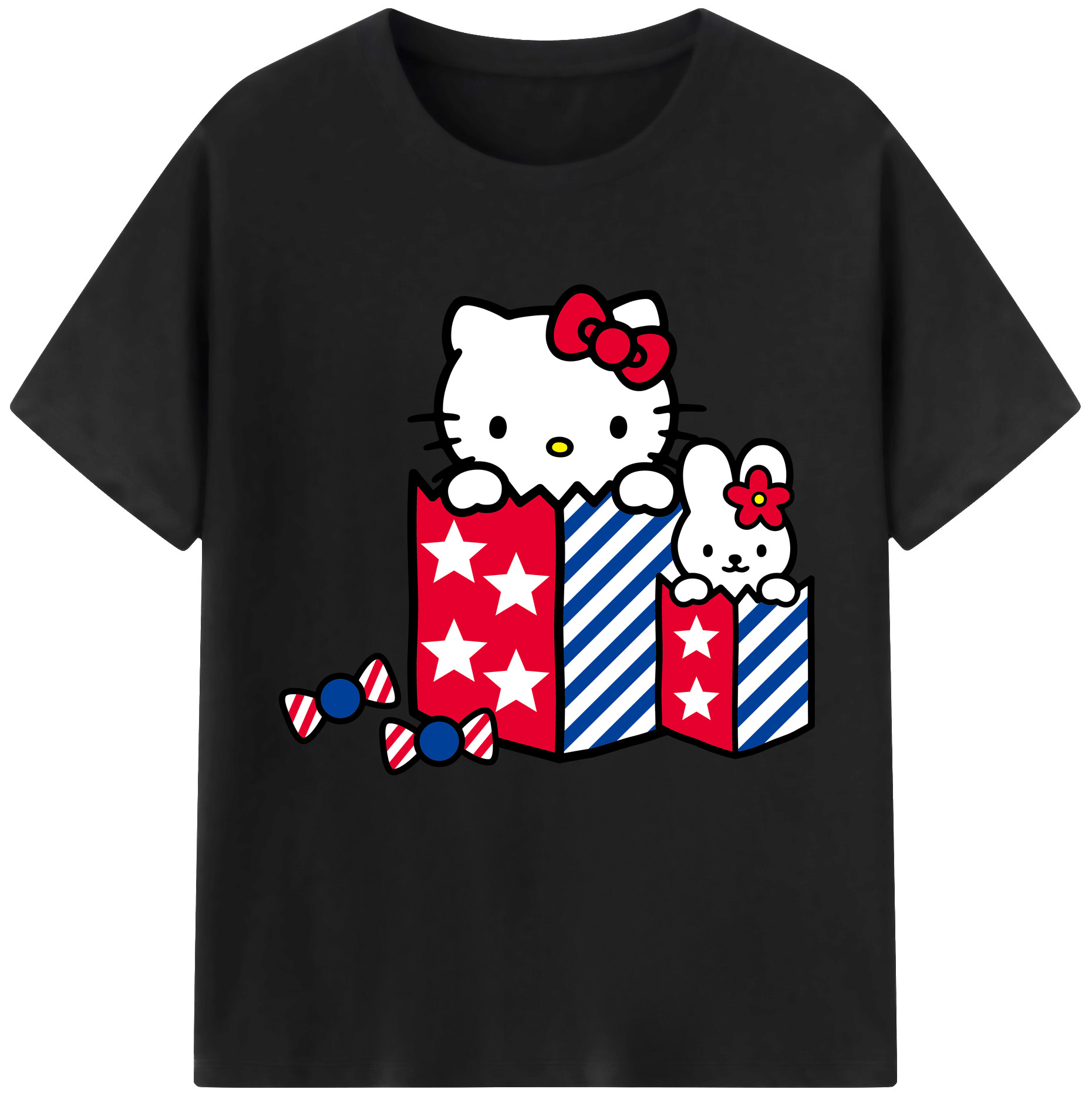 （画像用） Hello Kitty ハローキティ レディースカジュアルプリントTシャツ（綿100％）