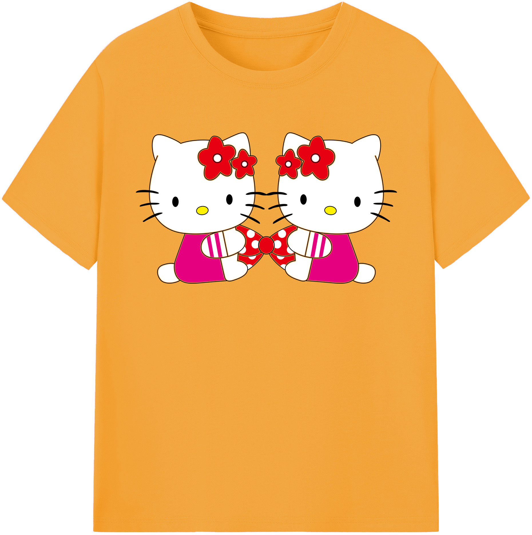 （画像用） Hello Kitty ハローキティ レディースカジュアルプリントTシャツ（綿100％）