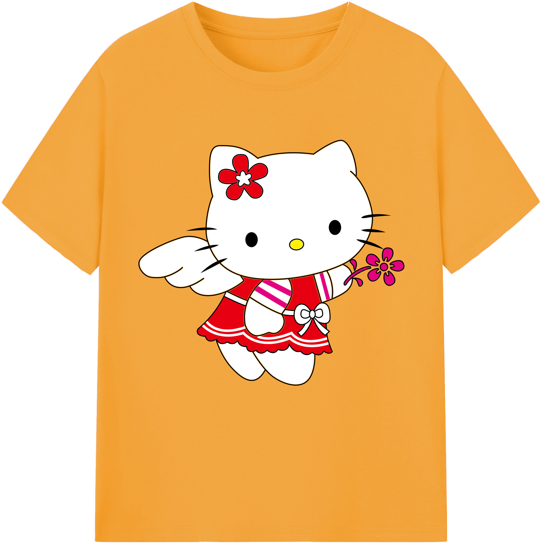 （画像用） Hello Kitty ハローキティ レディースカジュアルプリントTシャツ（綿100％）