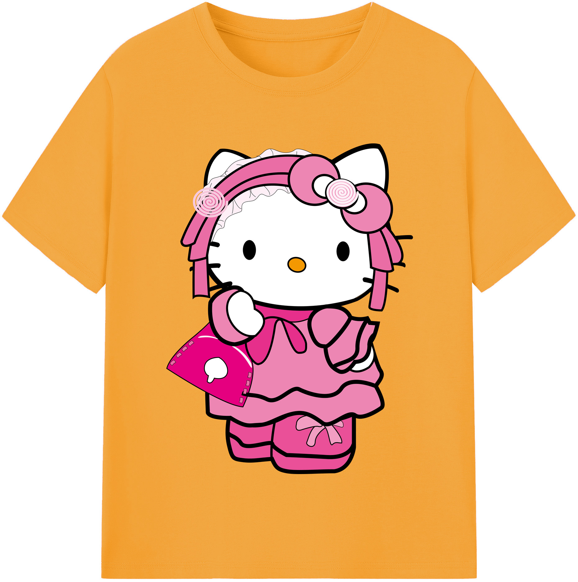 （画像用） Hello Kitty ハローキティ レディースカジュアルプリントTシャツ（綿100％）