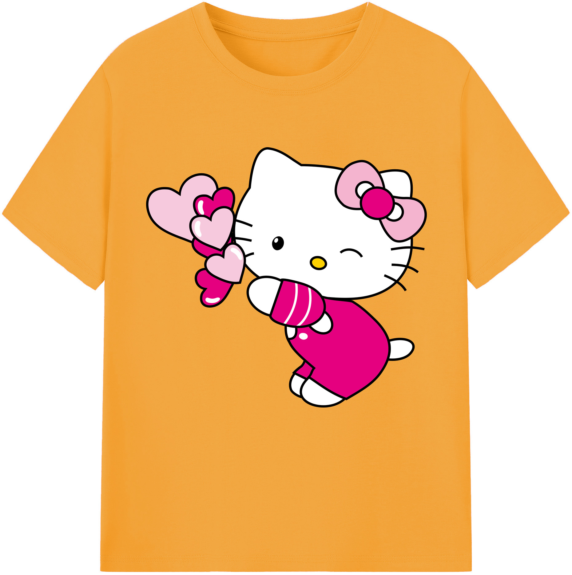 （画像用） Hello Kitty ハローキティ レディースカジュアルプリントTシャツ（綿100％）