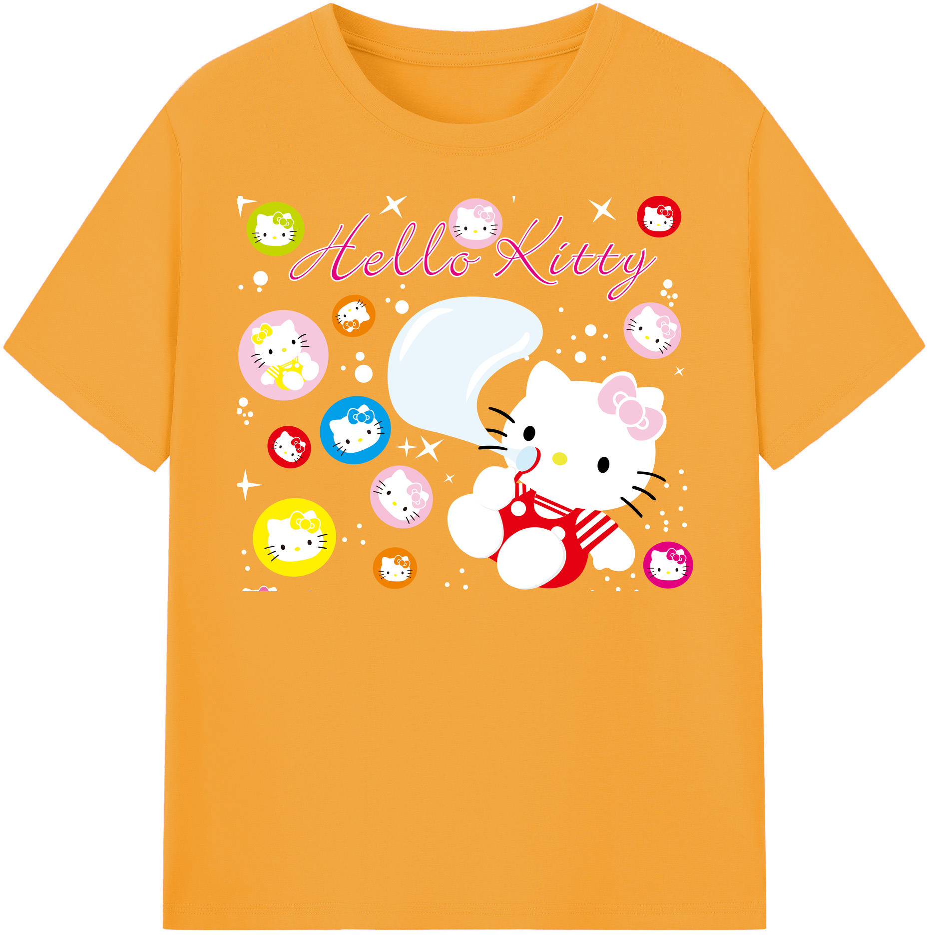 （画像用） Hello Kitty ハローキティ レディースカジュアルプリントTシャツ（綿100％）