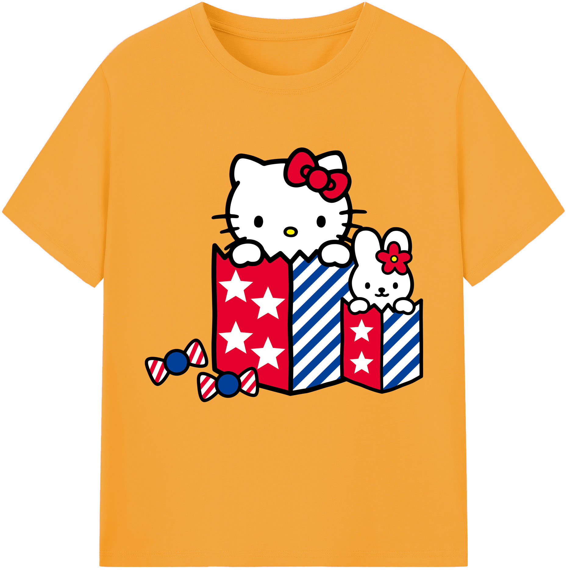（画像用） Hello Kitty ハローキティ レディースカジュアルプリントTシャツ（綿100％）