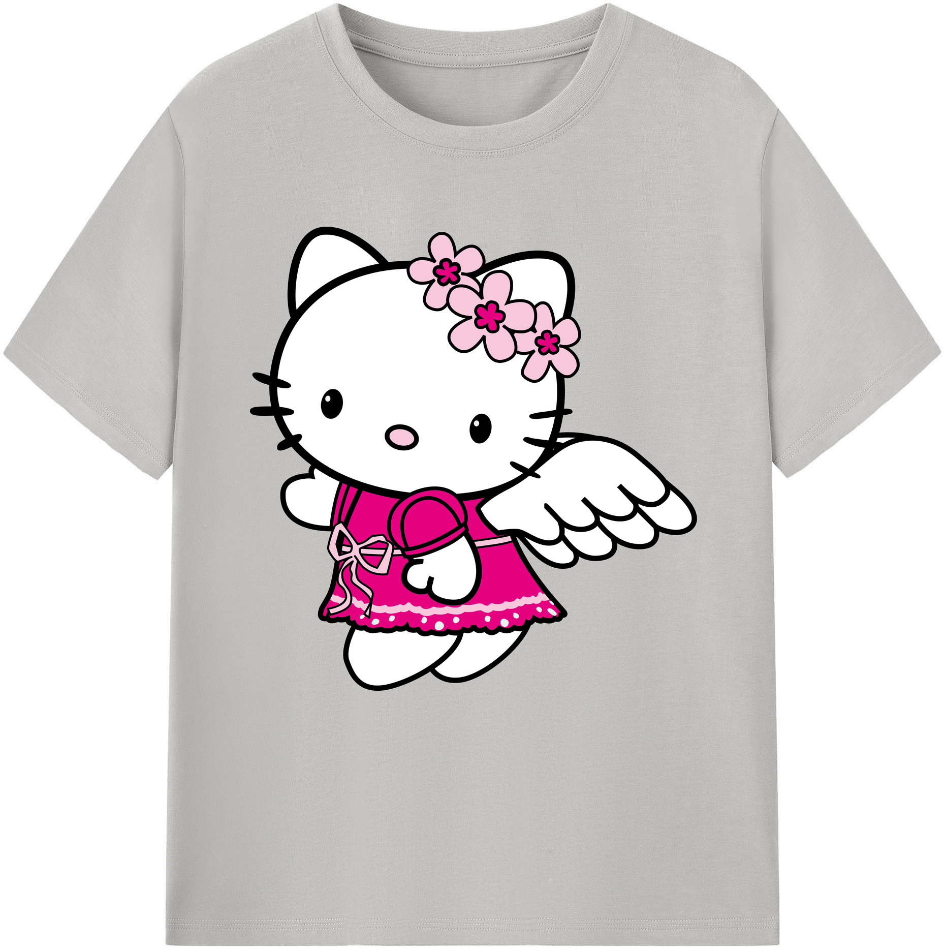 （画像用） Hello Kitty ハローキティ レディースカジュアルプリントTシャツ（綿100％）