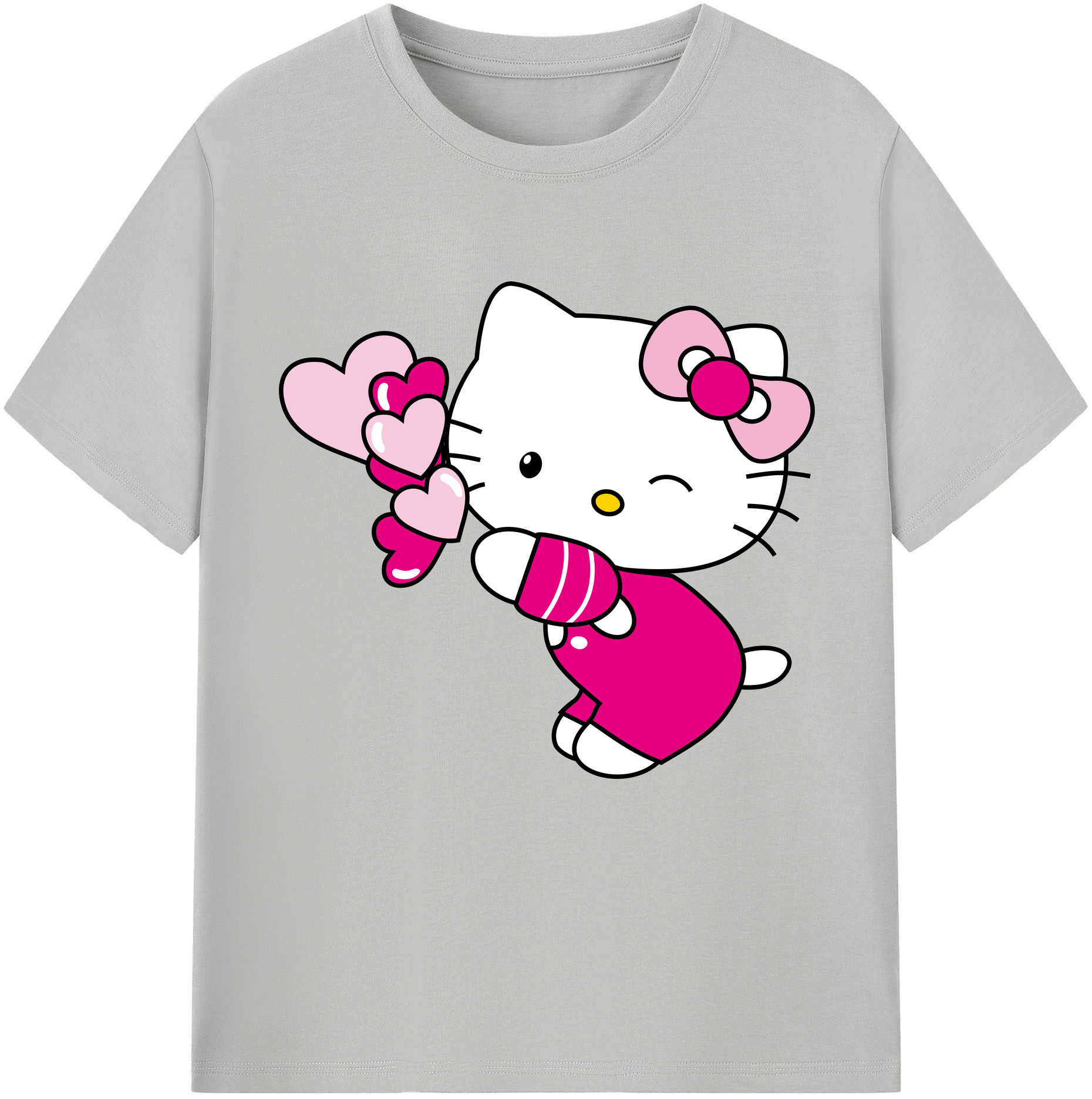 （画像用） Hello Kitty ハローキティ レディースカジュアルプリントTシャツ（綿100％）