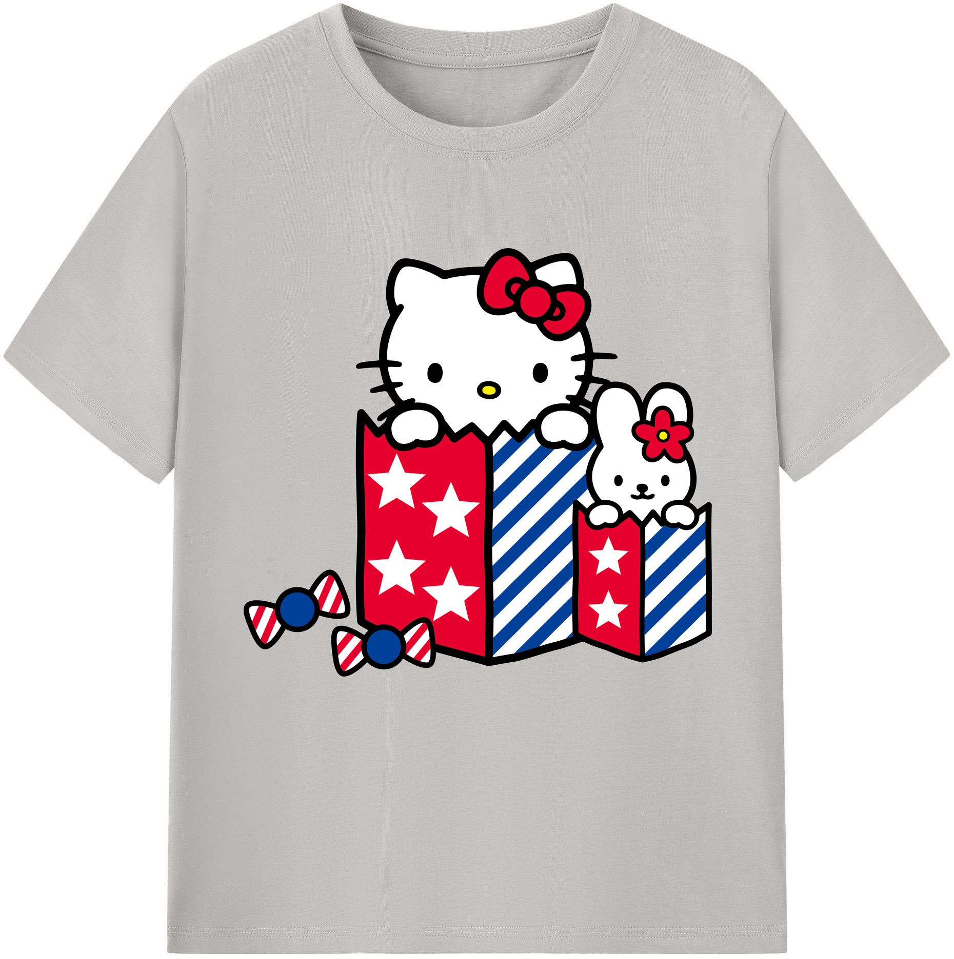 （画像用） Hello Kitty ハローキティ レディースカジュアルプリントTシャツ（綿100％）