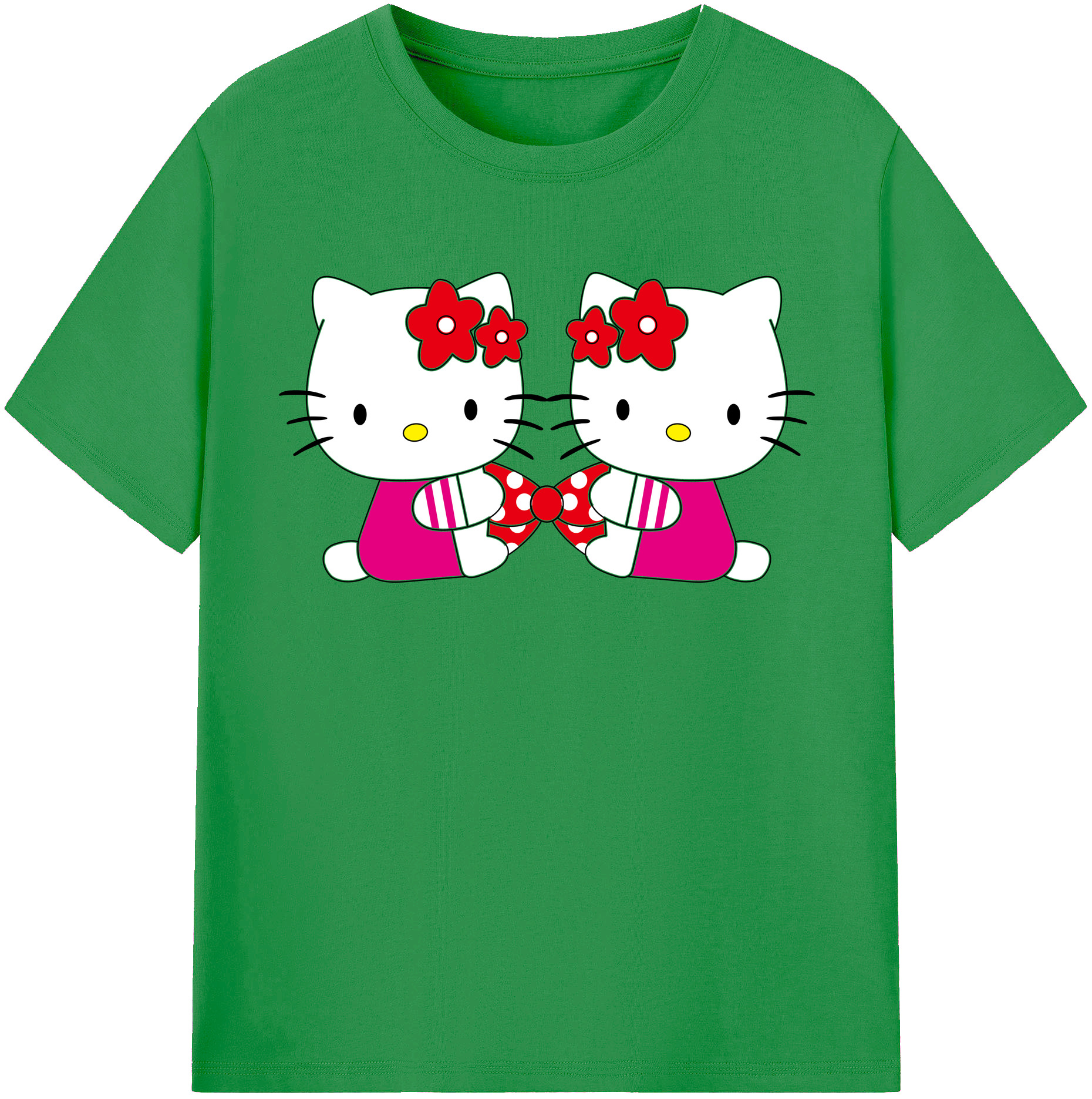 （画像用） Hello Kitty ハローキティ レディースカジュアルプリントTシャツ（綿100％）