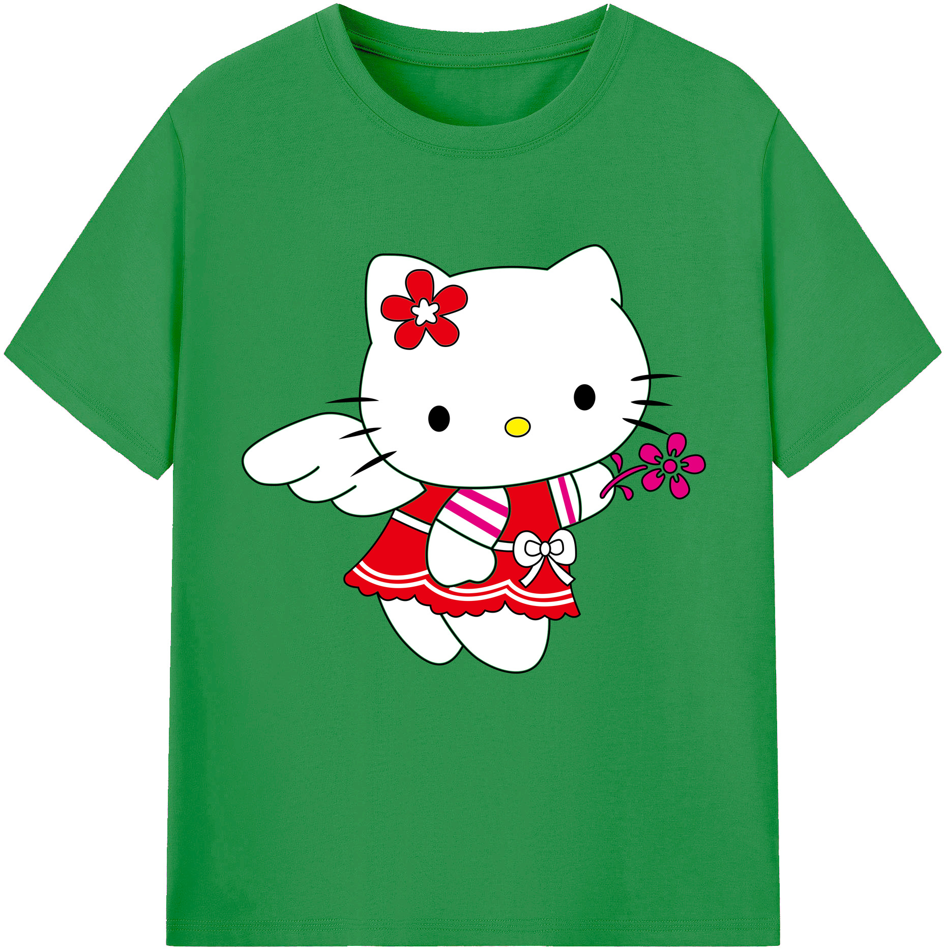 （画像用） Hello Kitty ハローキティ レディースカジュアルプリントTシャツ（綿100％）