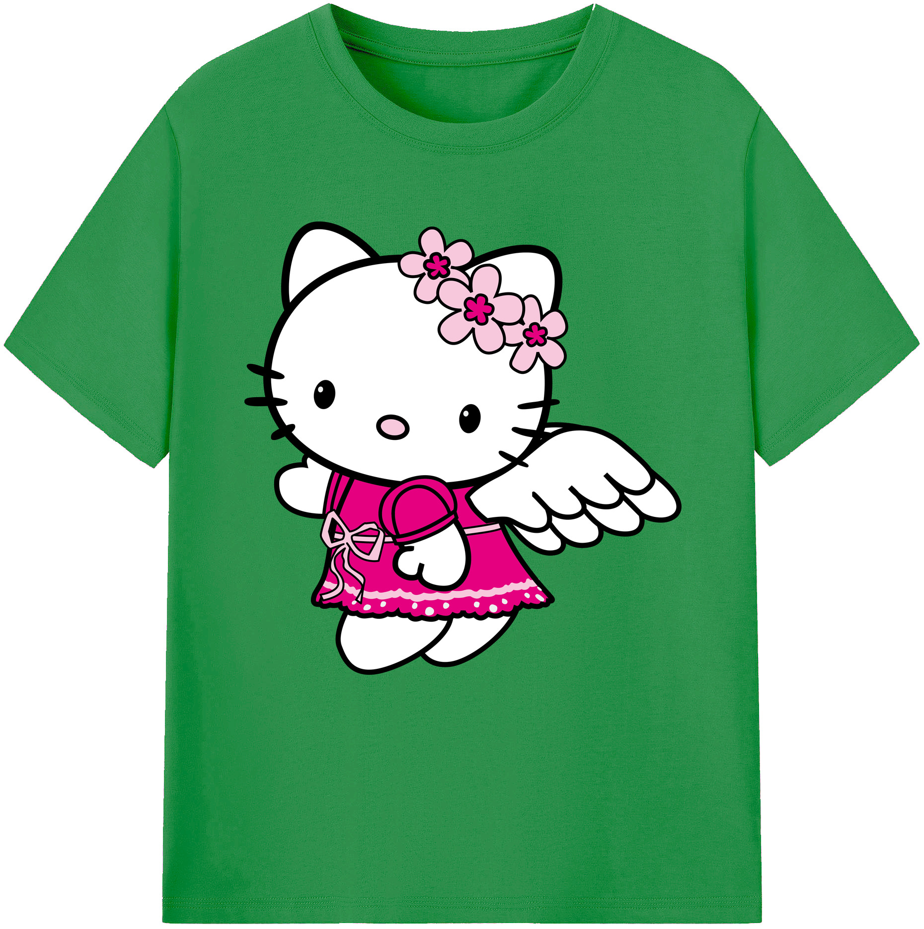 （画像用） Hello Kitty ハローキティ レディースカジュアルプリントTシャツ（綿100％）