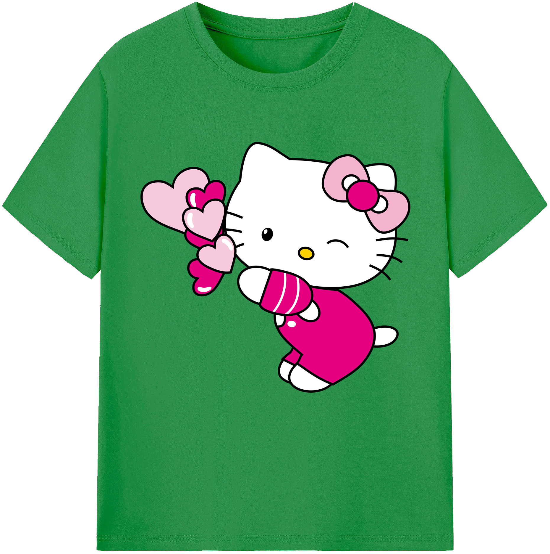 （画像用） Hello Kitty ハローキティ レディースカジュアルプリントTシャツ（綿100％）