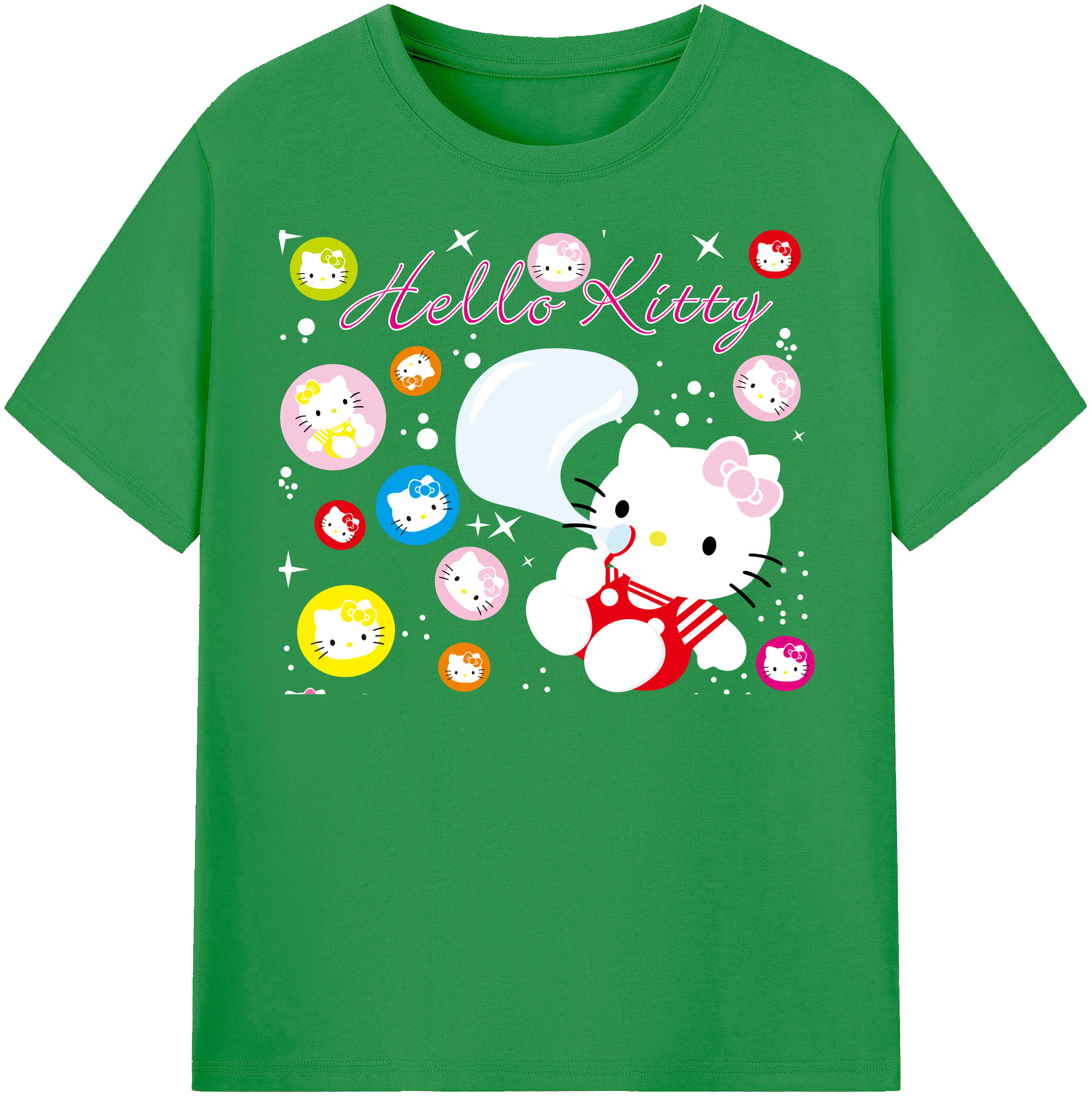 （画像用） Hello Kitty ハローキティ レディースカジュアルプリントTシャツ（綿100％）