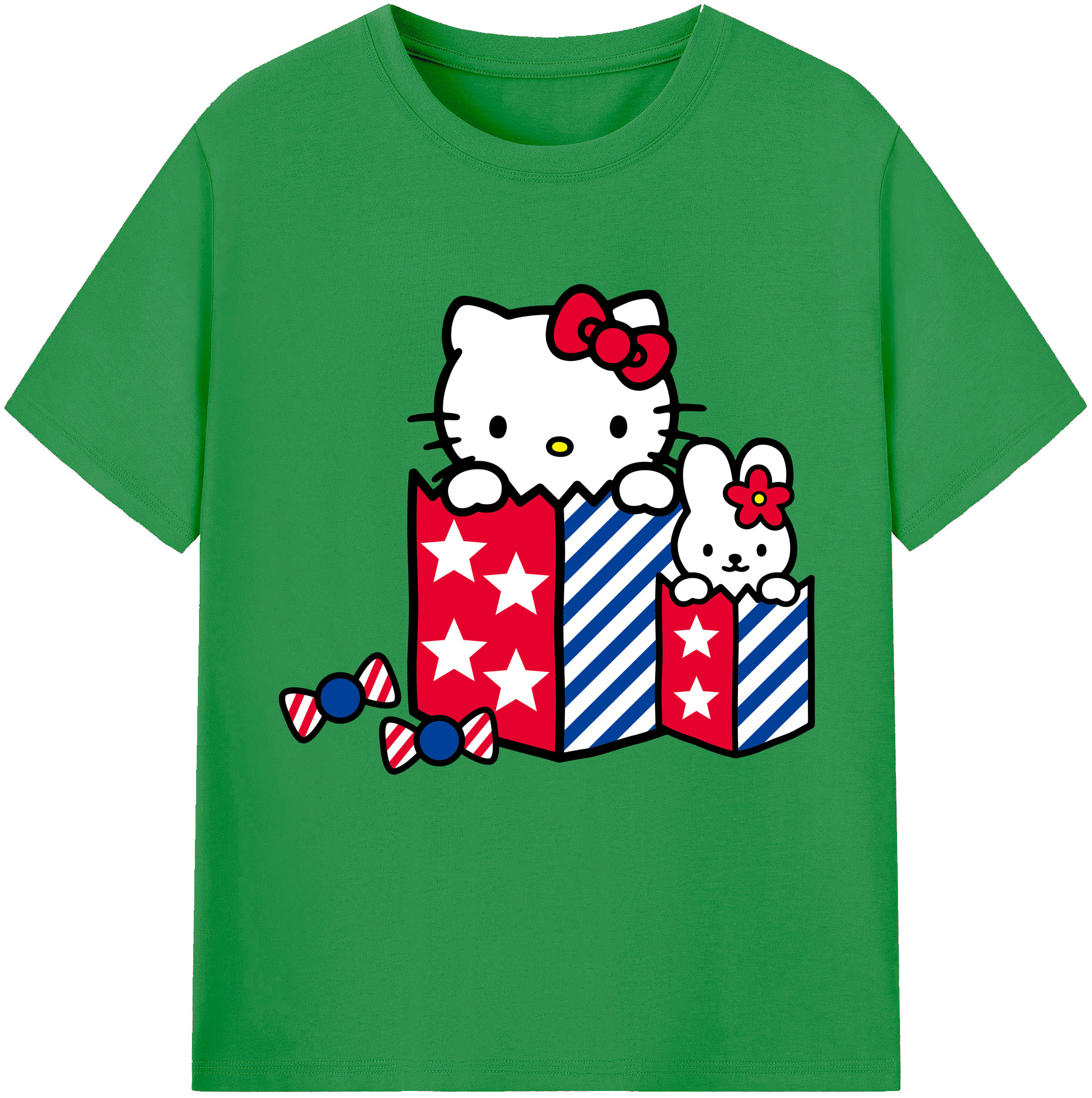 （画像用） Hello Kitty ハローキティ レディースカジュアルプリントTシャツ（綿100％）