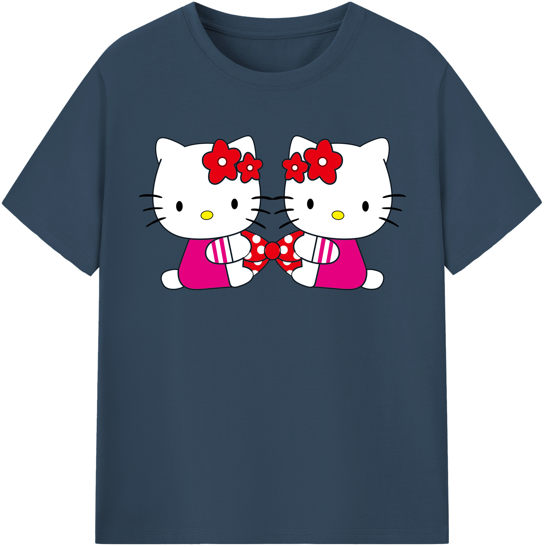 （画像用） Hello Kitty ハローキティ レディースカジュアルプリントTシャツ（綿100％）