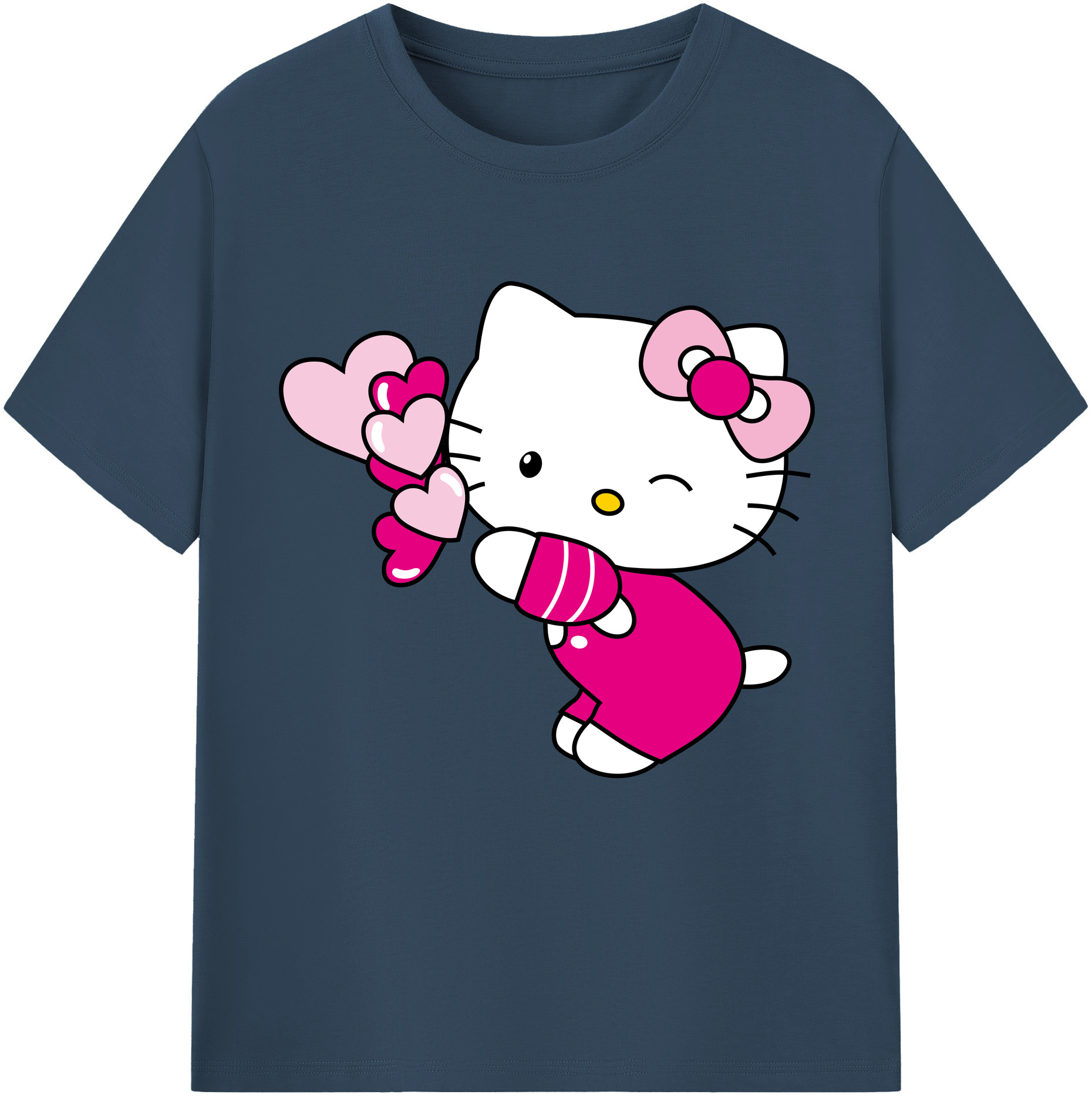 （画像用） Hello Kitty ハローキティ レディースカジュアルプリントTシャツ（綿100％）