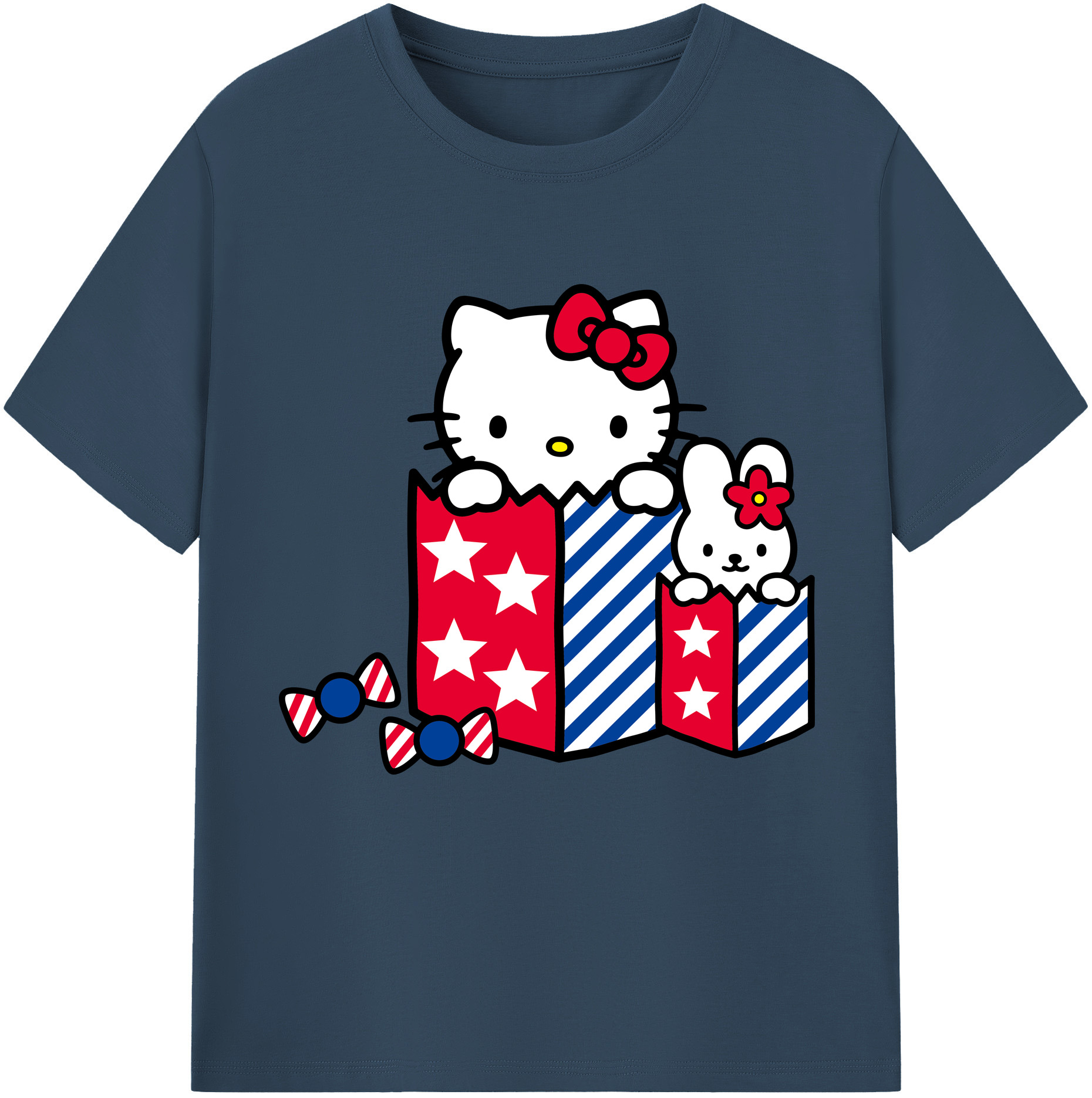 （画像用） Hello Kitty ハローキティ レディースカジュアルプリントTシャツ（綿100％）