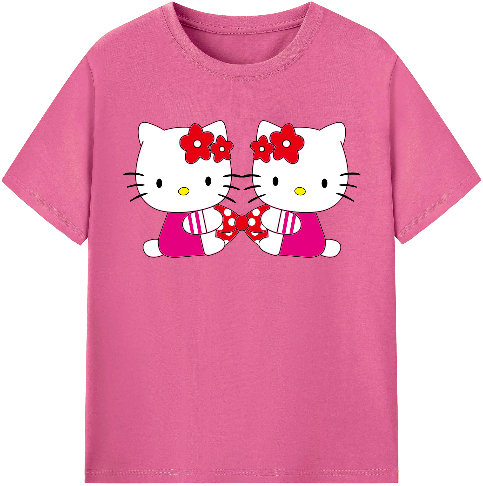 （画像用） Hello Kitty ハローキティ レディースカジュアルプリントTシャツ（綿100％）