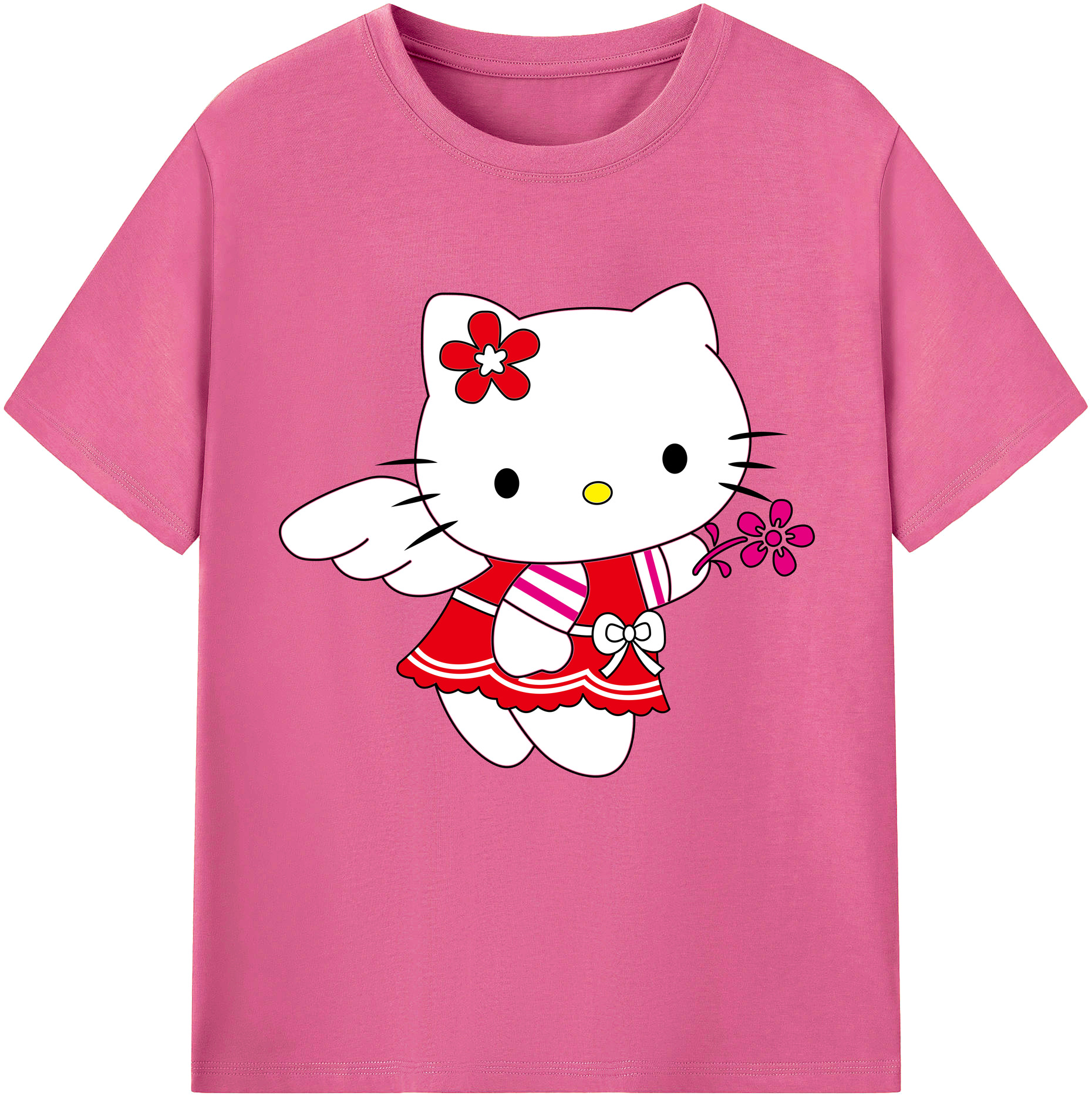 （画像用） Hello Kitty ハローキティ レディースカジュアルプリントTシャツ（綿100％）