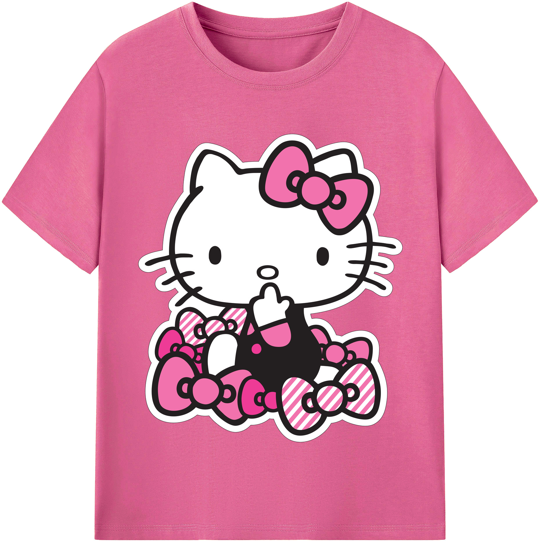 （画像用） Hello Kitty ハローキティ レディースカジュアルプリントTシャツ（綿100％）