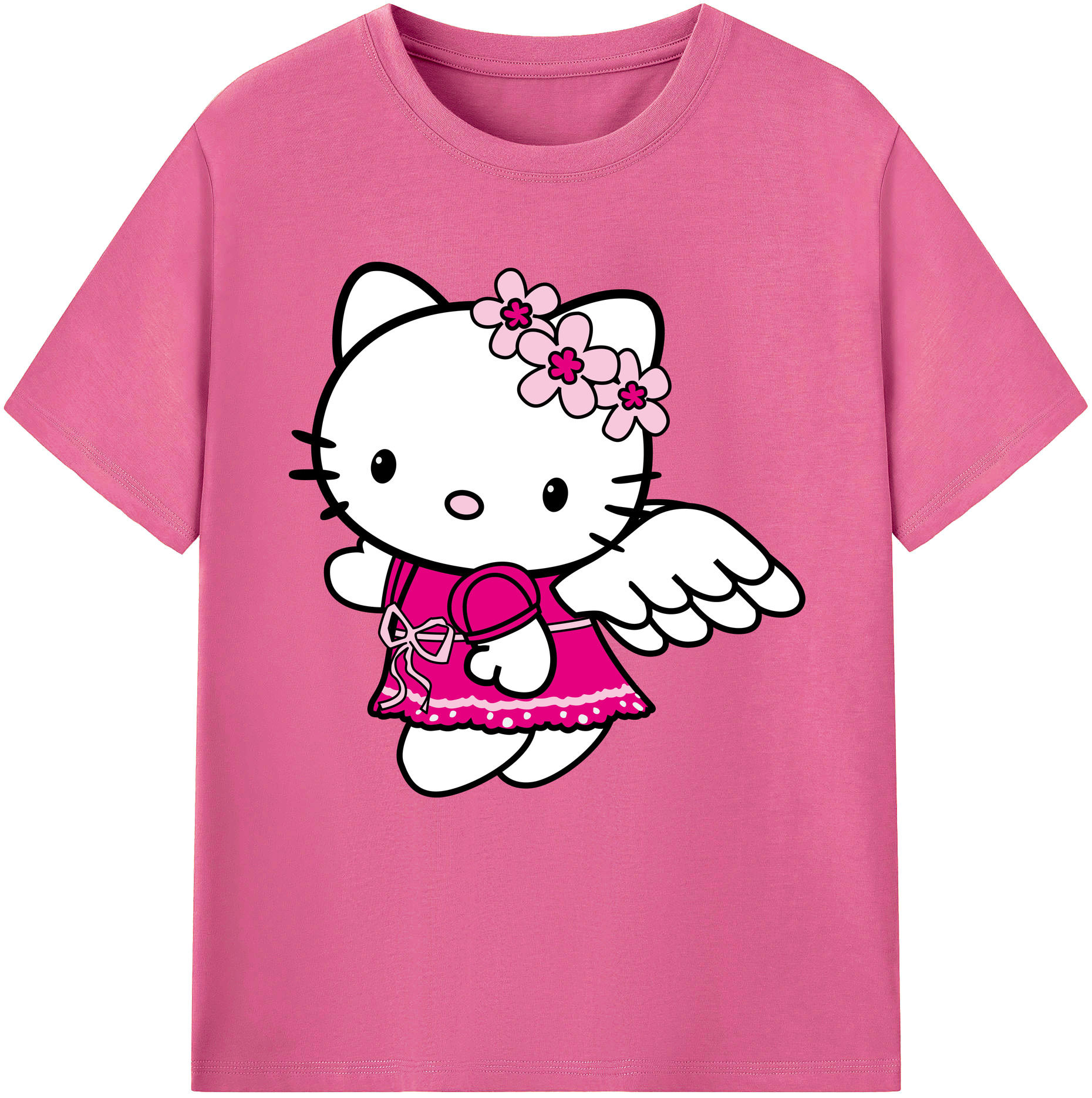 （画像用） Hello Kitty ハローキティ レディースカジュアルプリントTシャツ（綿100％）