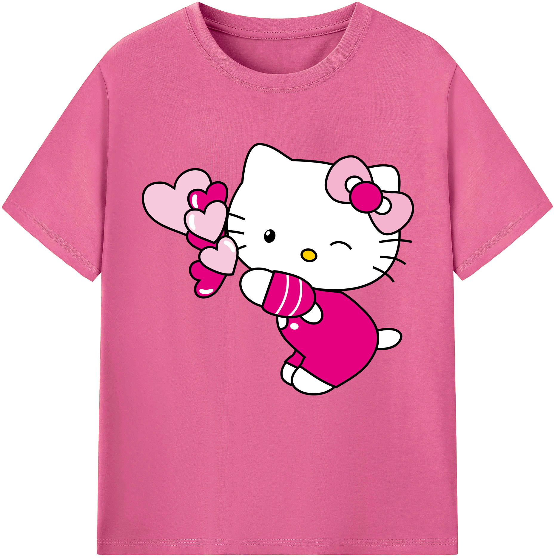 （画像用） Hello Kitty ハローキティ レディースカジュアルプリントTシャツ（綿100％）