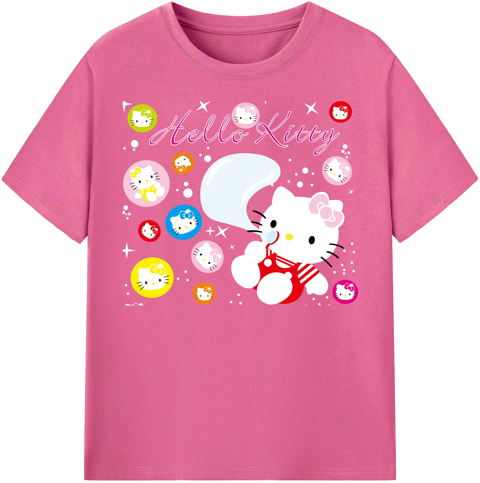 （画像用） Hello Kitty ハローキティ レディースカジュアルプリントTシャツ（綿100％）