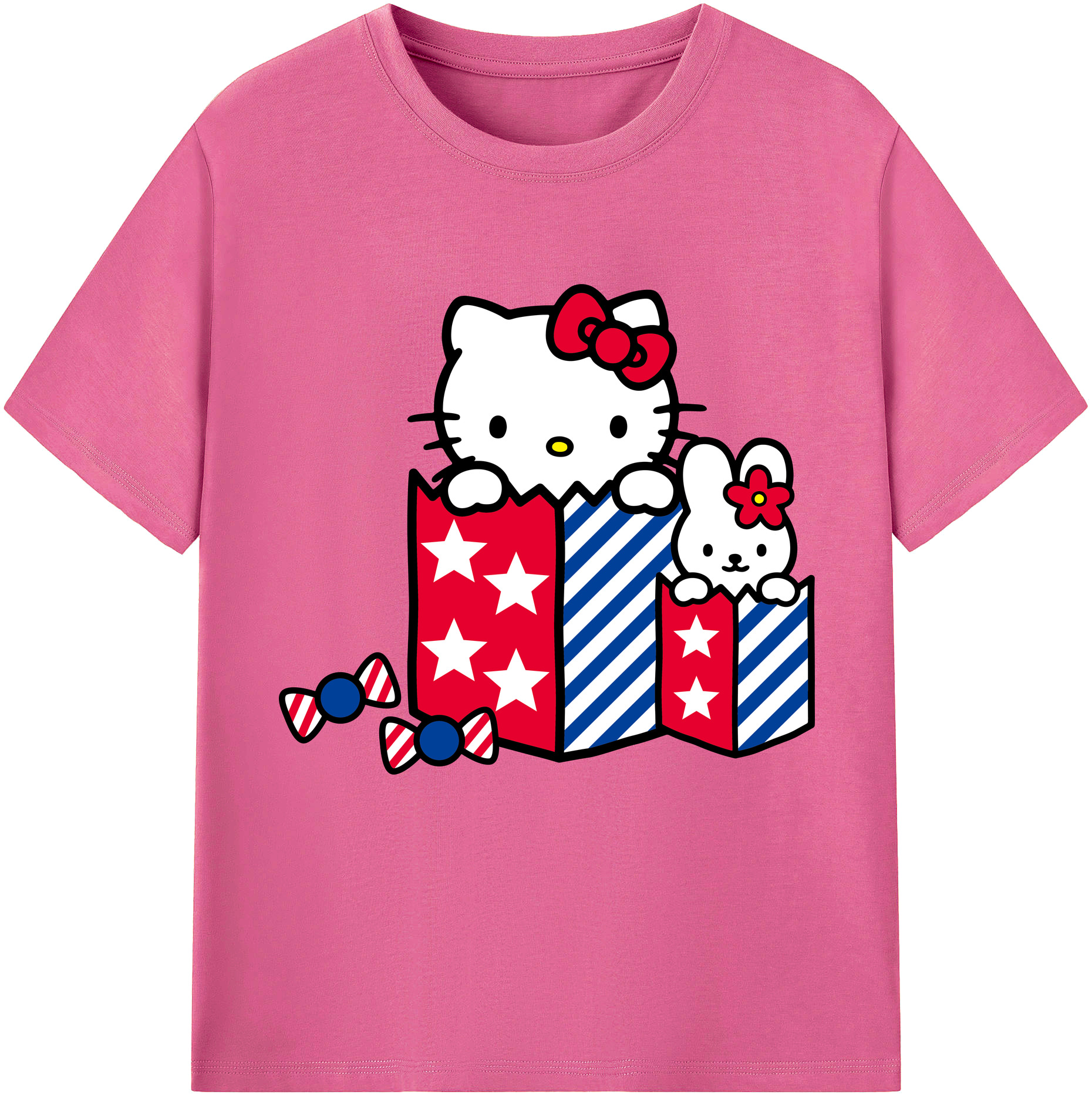 （画像用） Hello Kitty ハローキティ レディースカジュアルプリントTシャツ（綿100％）