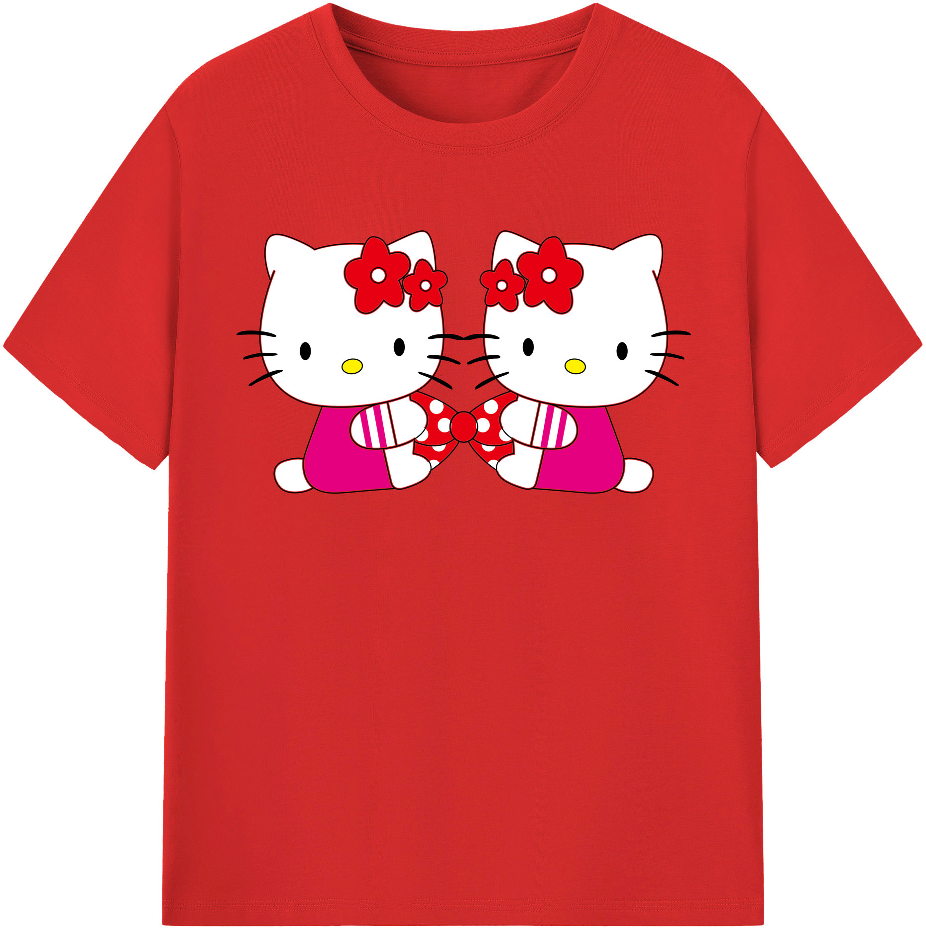 （画像用） Hello Kitty ハローキティ レディースカジュアルプリントTシャツ（綿100％）