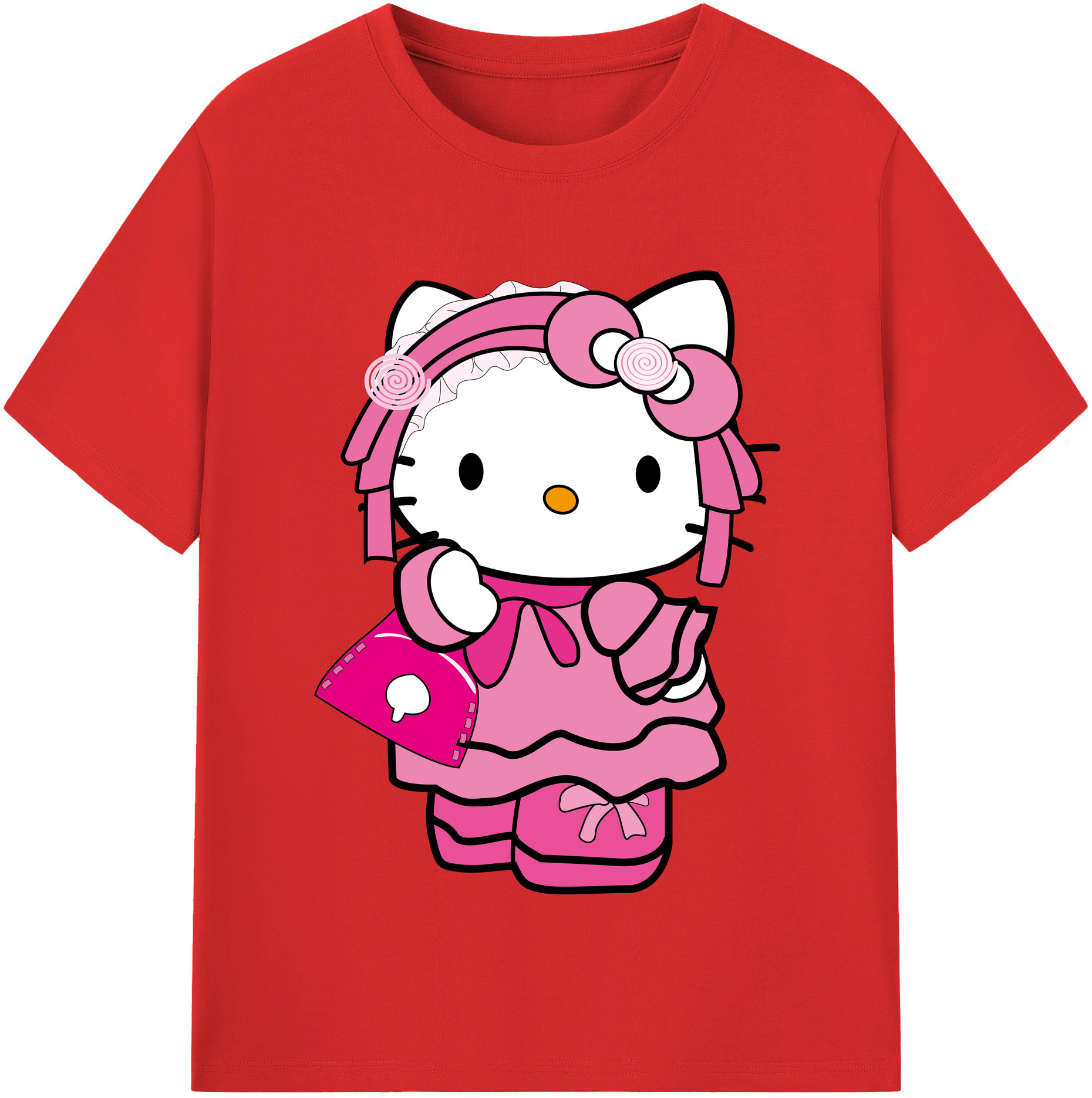 （画像用） Hello Kitty ハローキティ レディースカジュアルプリントTシャツ（綿100％）