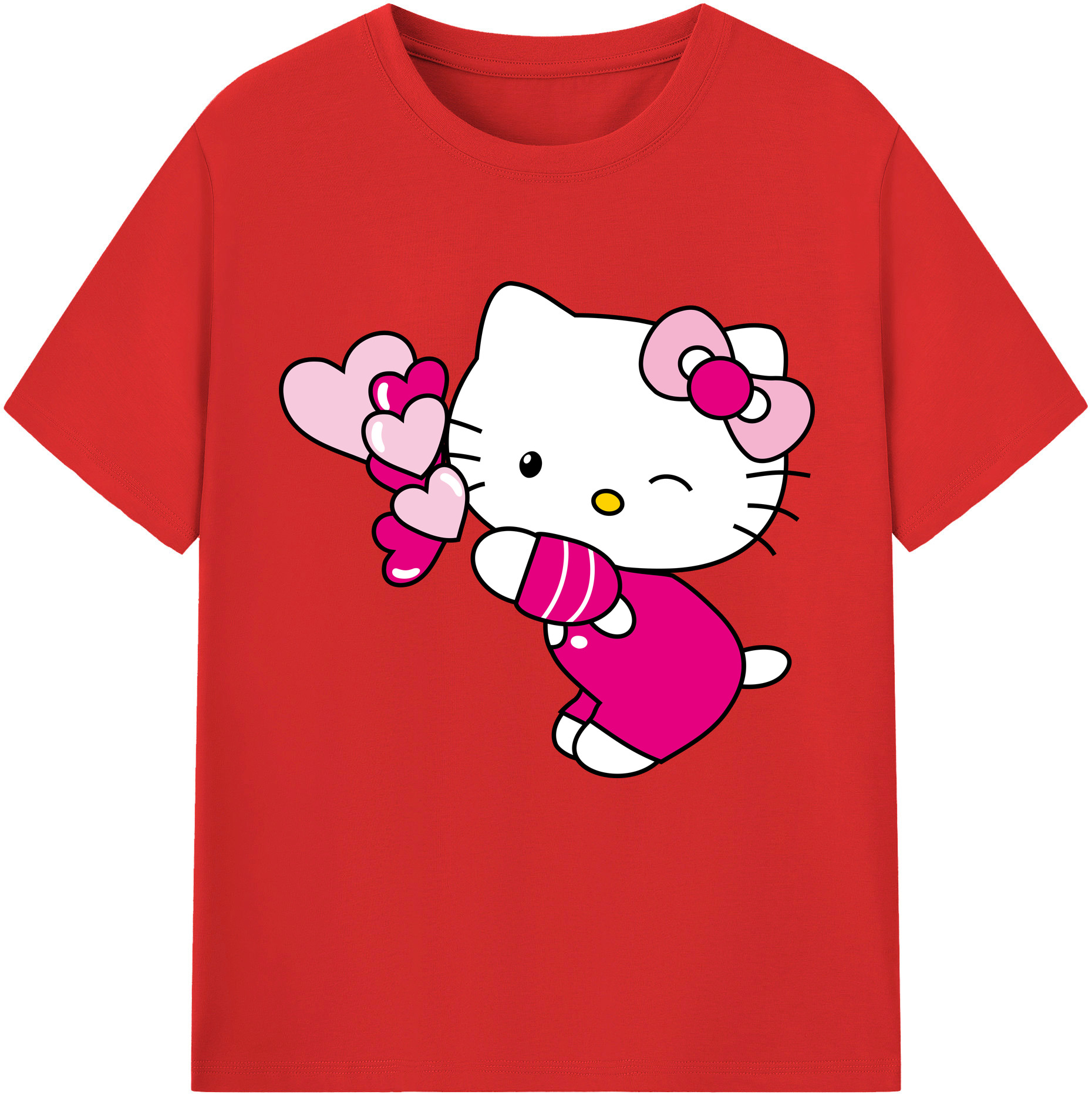 （画像用） Hello Kitty ハローキティ レディースカジュアルプリントTシャツ（綿100％）