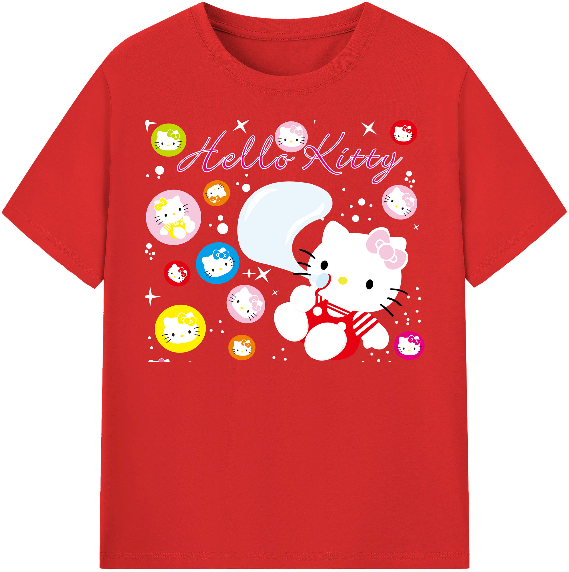 （画像用） Hello Kitty ハローキティ レディースカジュアルプリントTシャツ（綿100％）