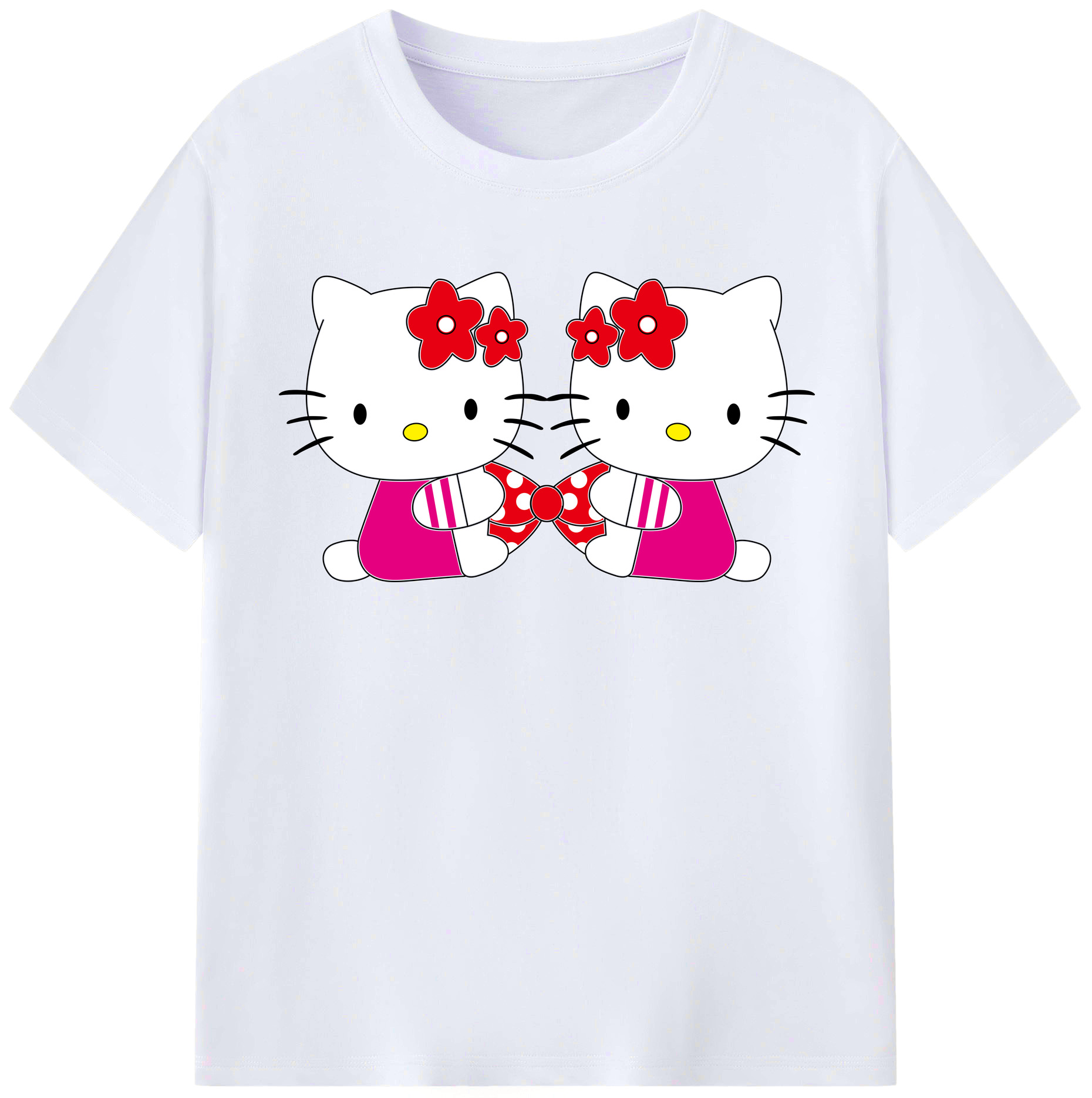 （画像用） Hello Kitty ハローキティ レディースカジュアルプリントTシャツ（綿100％）