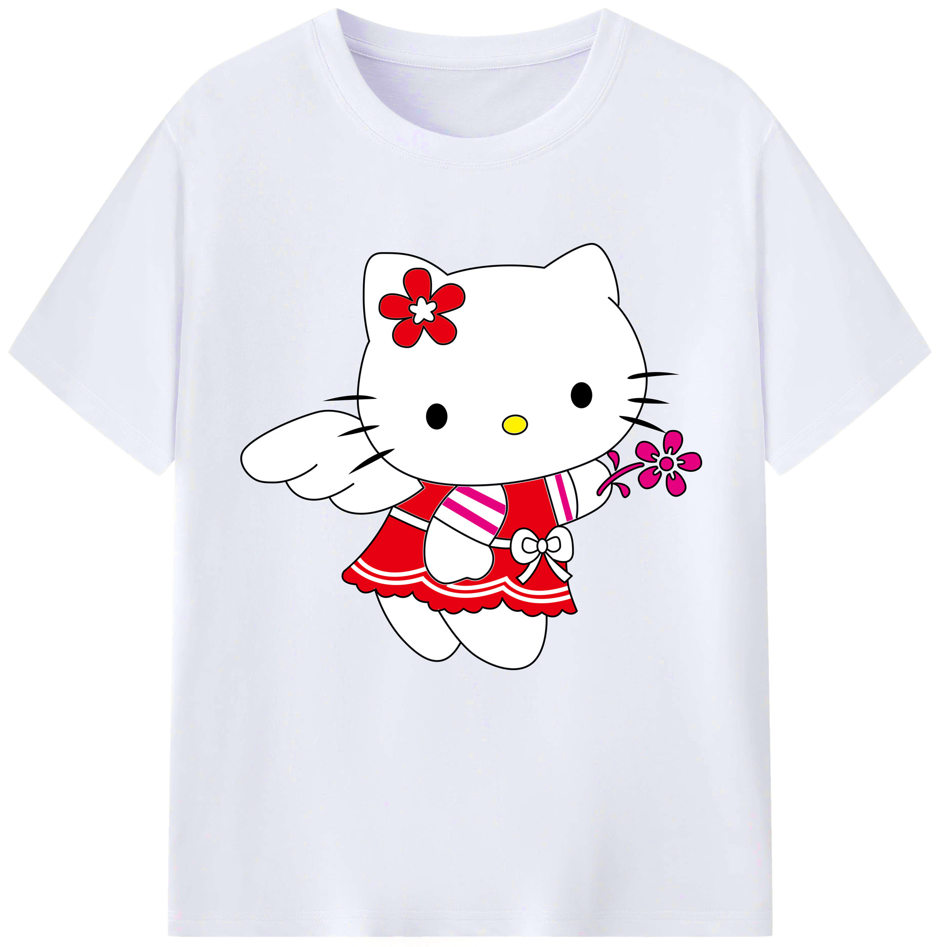 （画像用） Hello Kitty ハローキティ レディースカジュアルプリントTシャツ（綿100％）