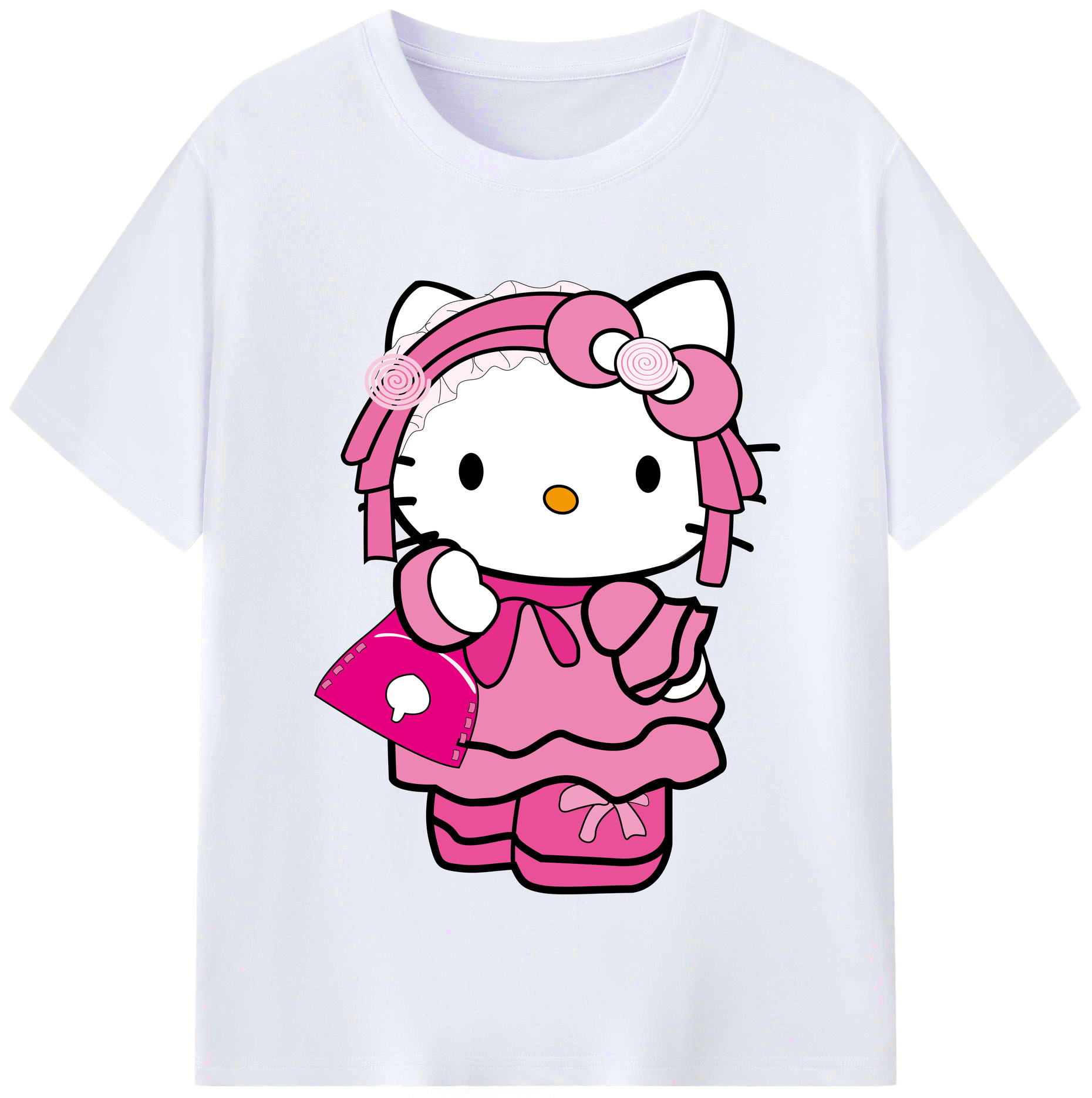 （画像用） Hello Kitty ハローキティ レディースカジュアルプリントTシャツ（綿100％）
