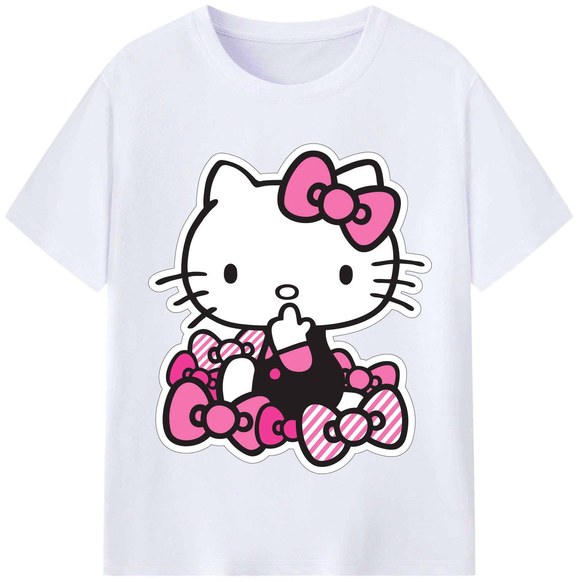 （画像用） Hello Kitty ハローキティ レディースカジュアルプリントTシャツ（綿100％）
