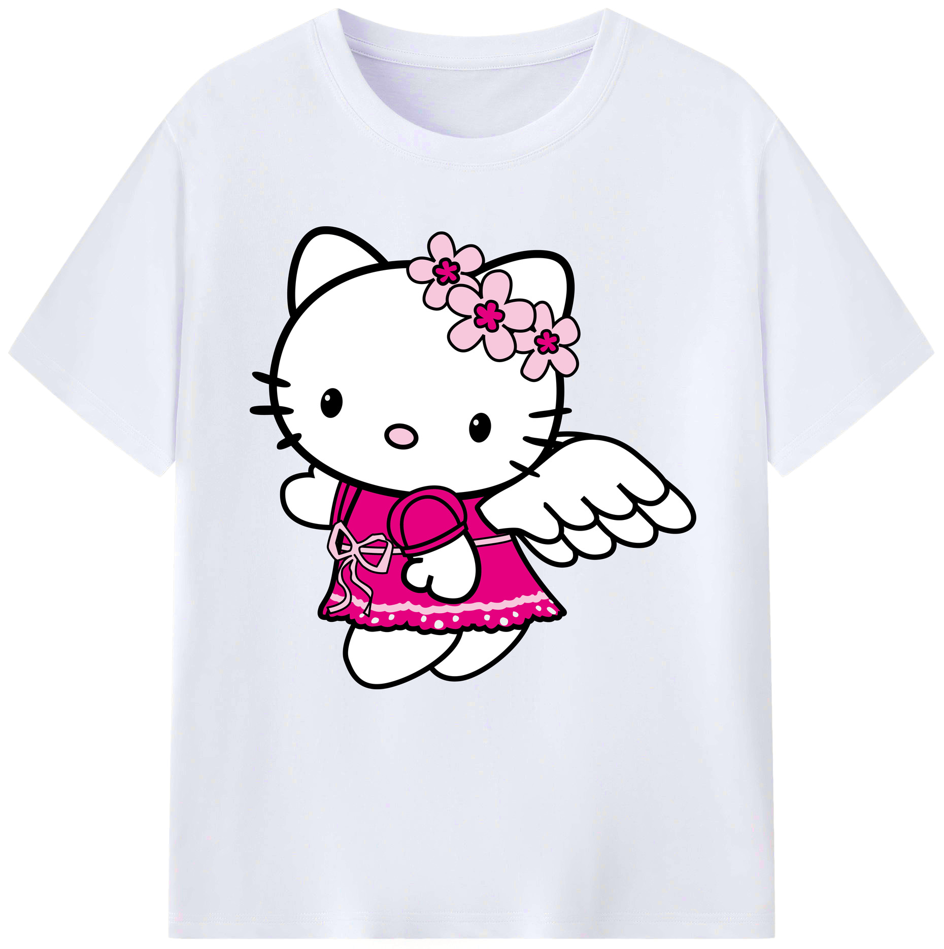 （画像用） Hello Kitty ハローキティ レディースカジュアルプリントTシャツ（綿100％）