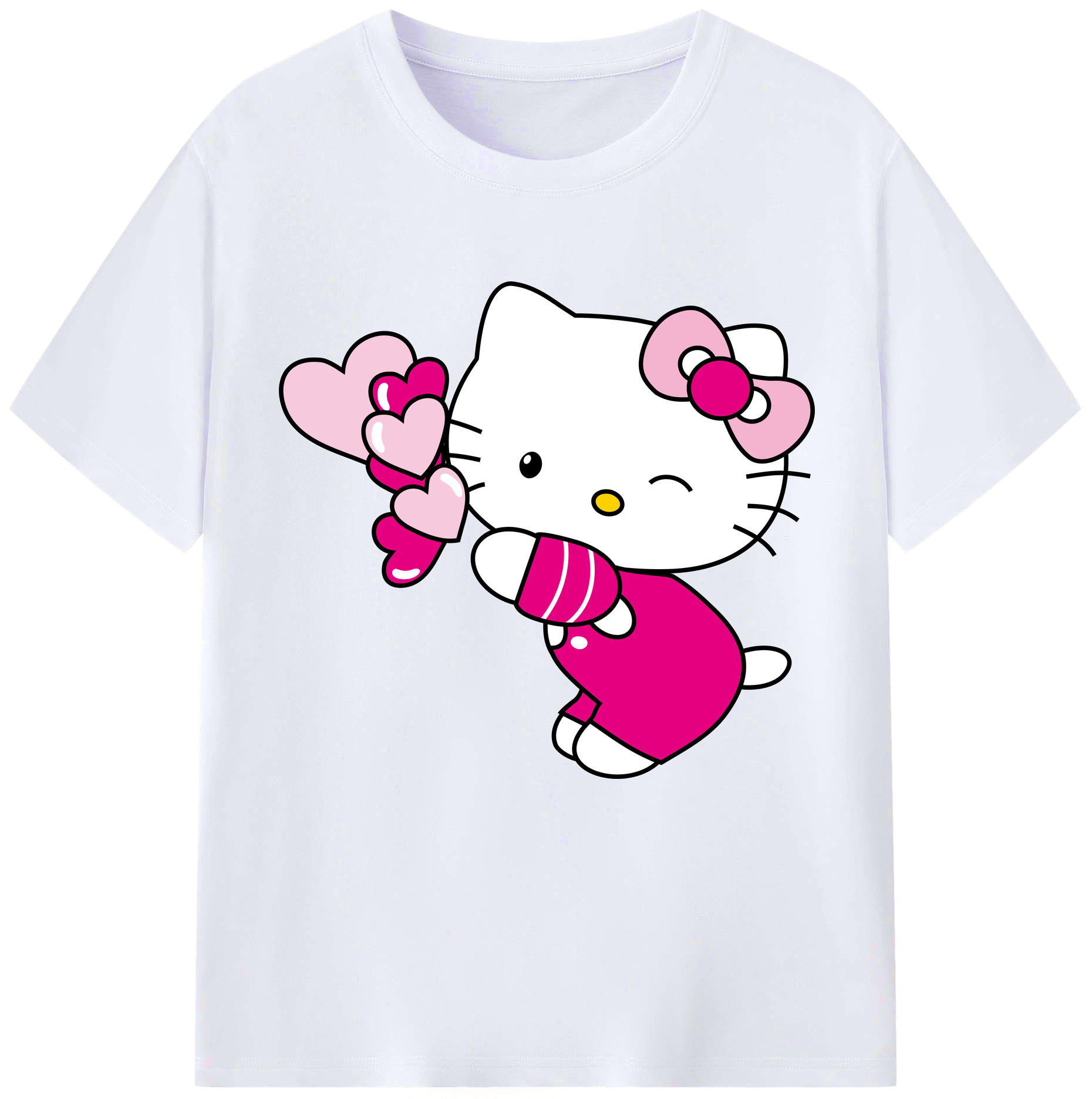 （画像用） Hello Kitty ハローキティ レディースカジュアルプリントTシャツ（綿100％）
