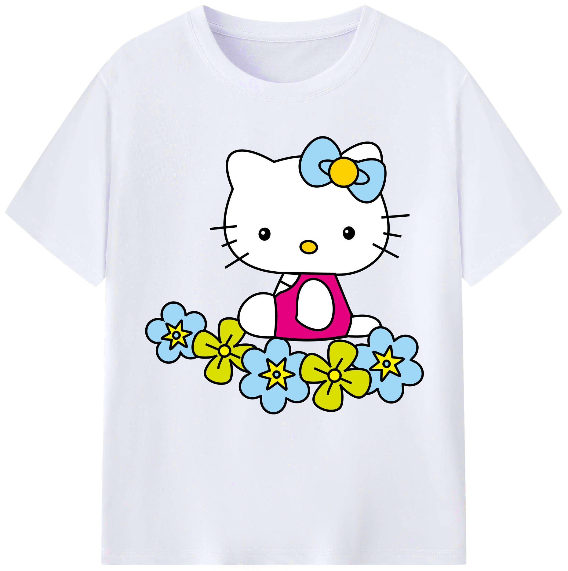 （画像用） Hello Kitty ハローキティ レディースカジュアルプリントTシャツ（綿100％）