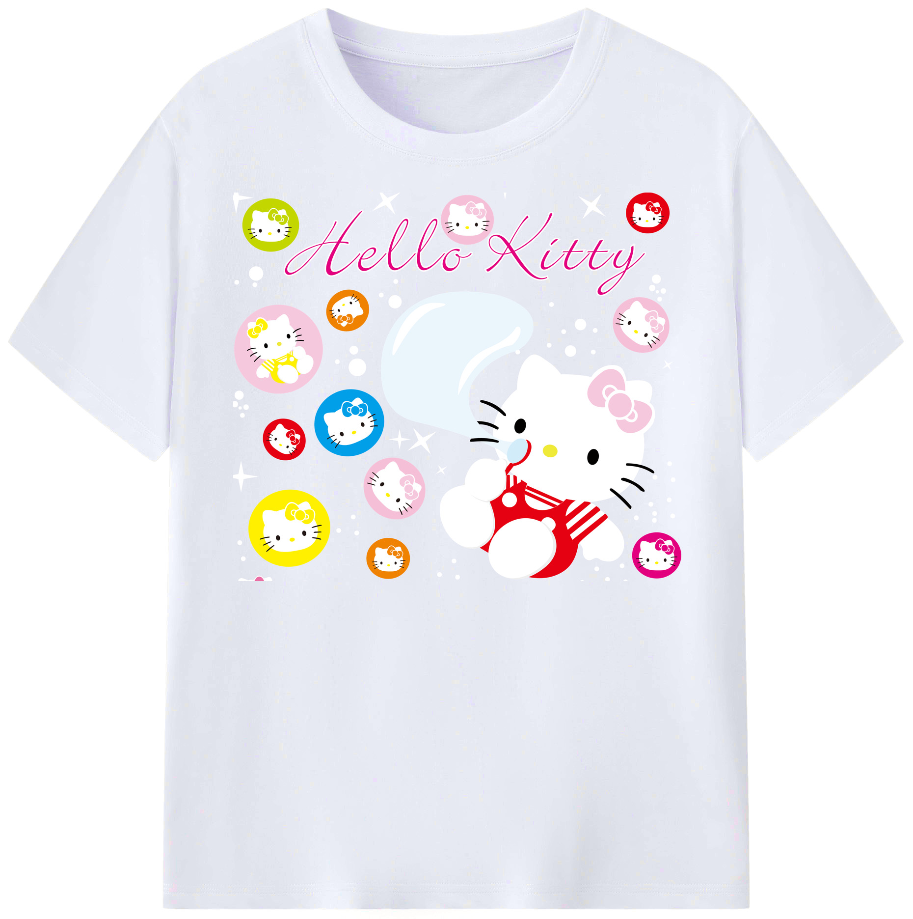 （画像用） Hello Kitty ハローキティ レディースカジュアルプリントTシャツ（綿100％）