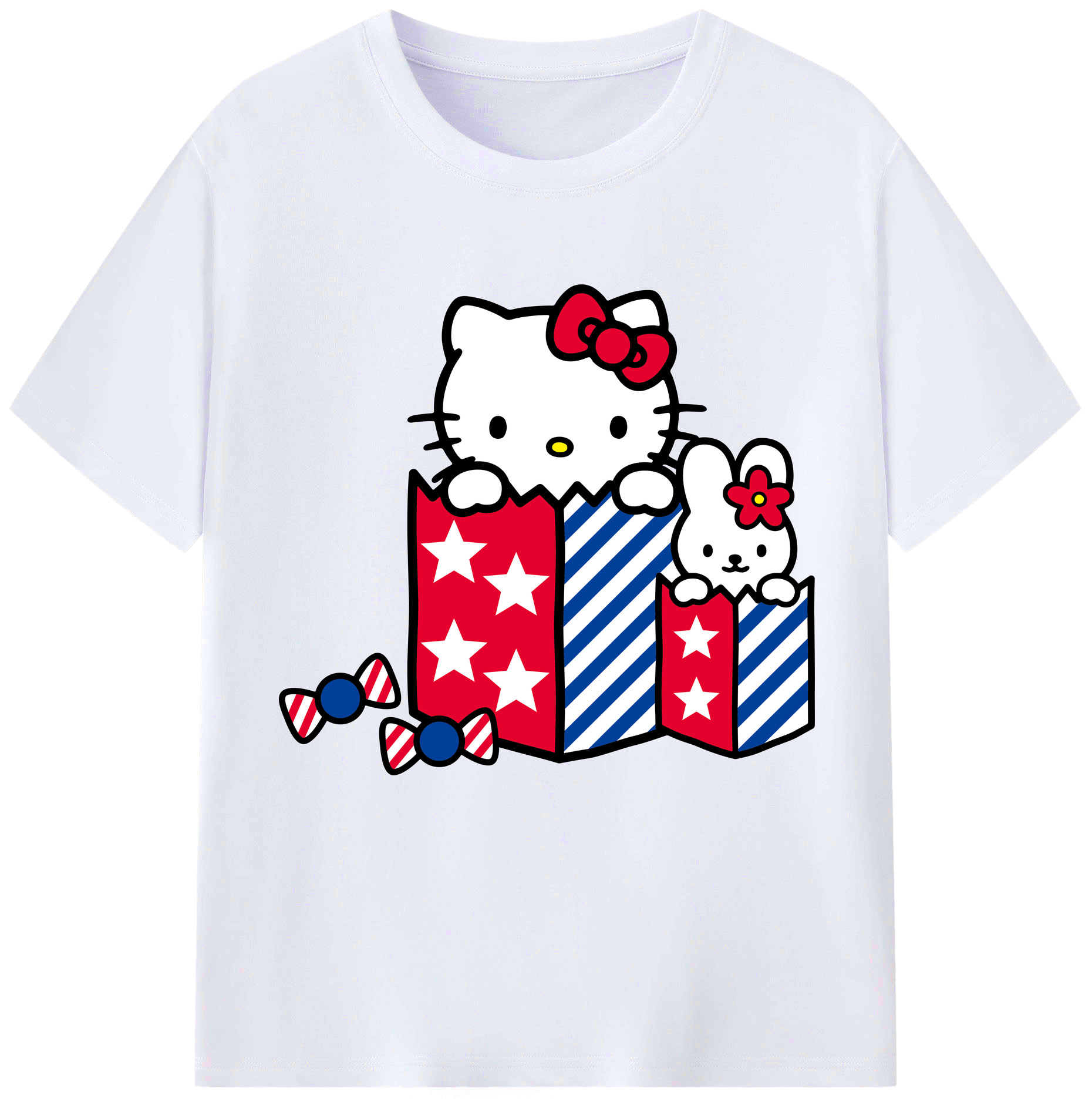 （画像用） Hello Kitty ハローキティ レディースカジュアルプリントTシャツ（綿100％）