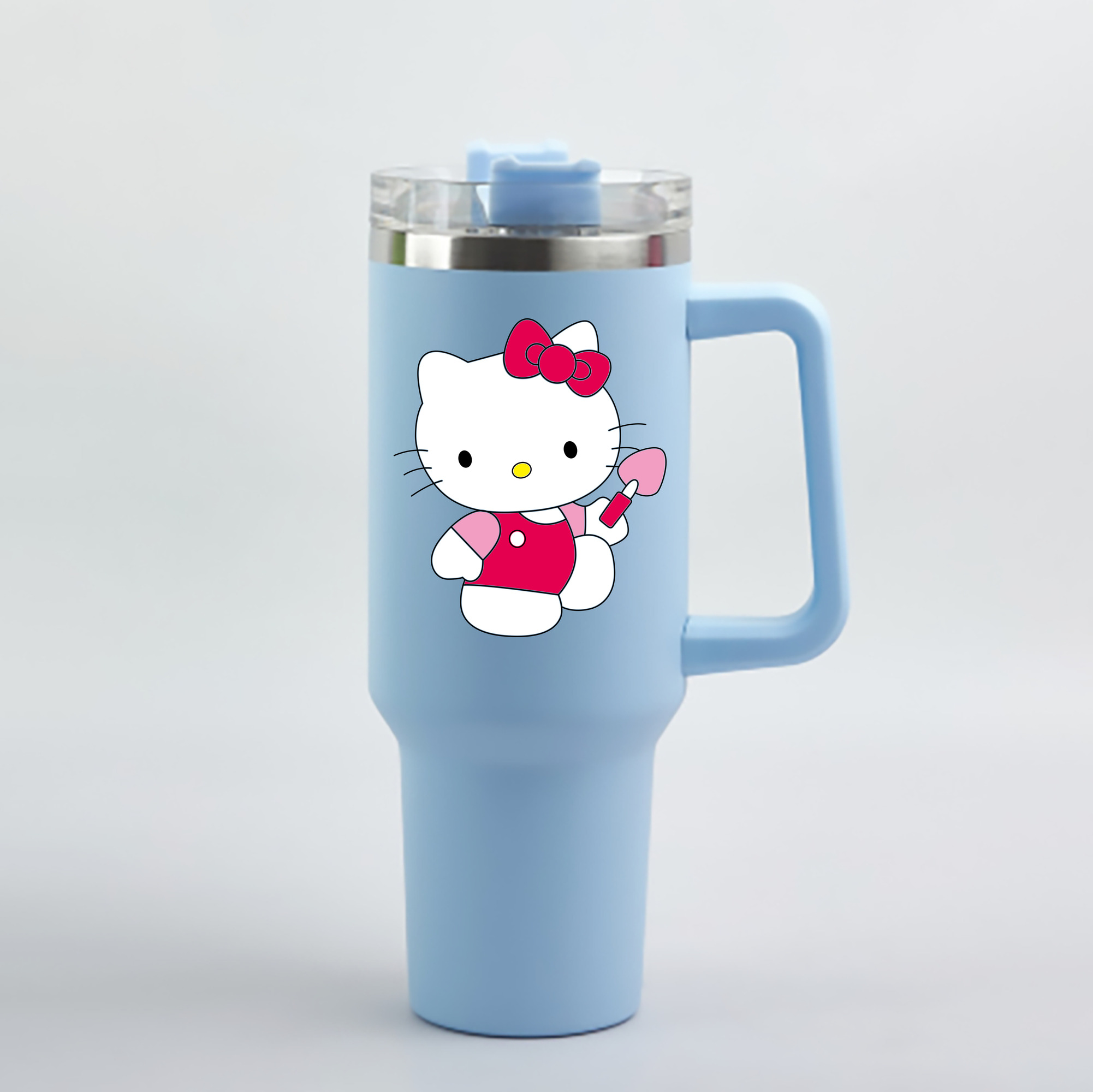 （画像用） Hello Kitty ハローキティ 1200mL車用タンブラー - クリスタルステッカー（プラスチックストロー付き）