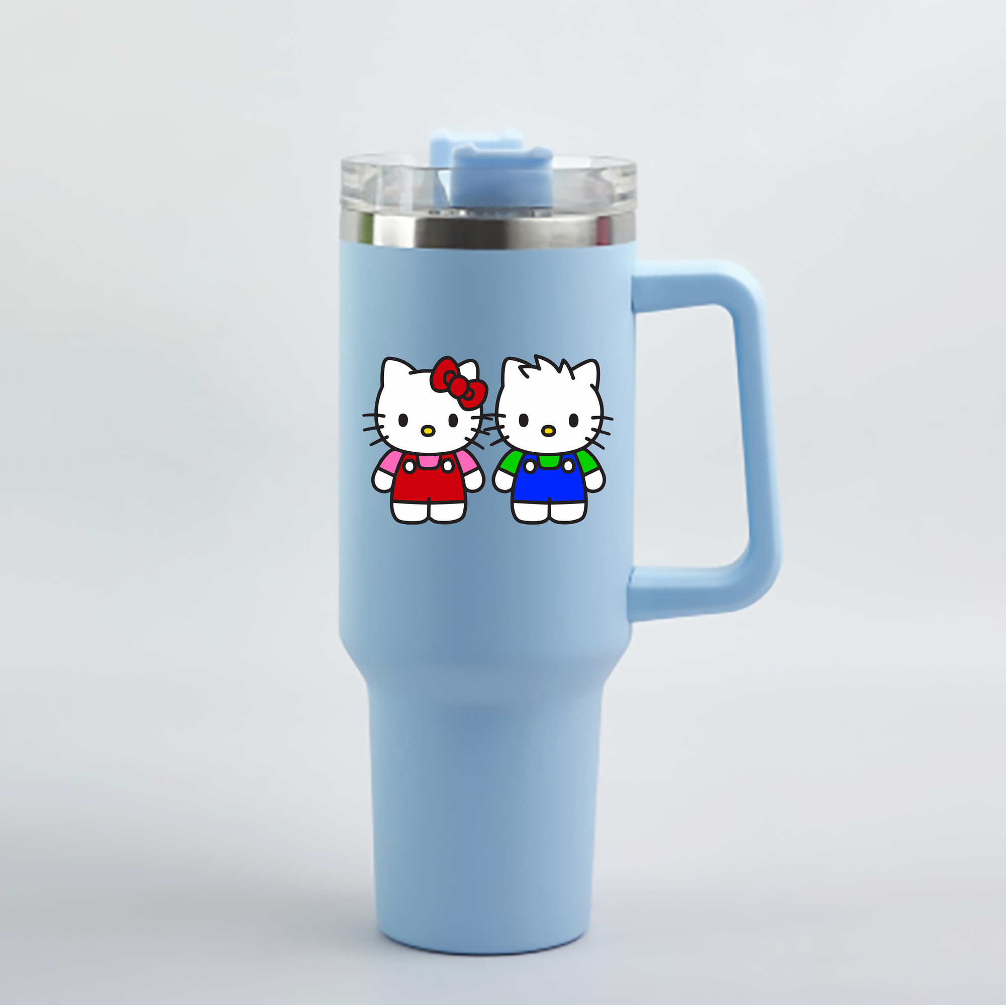 （画像用） Hello Kitty ハローキティ 1200mL車用タンブラー - クリスタルステッカー（プラスチックストロー付き）