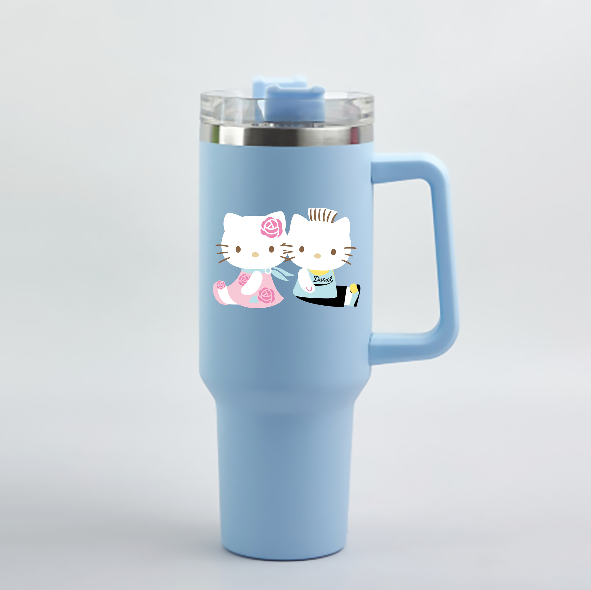 （画像用） Hello Kitty ハローキティ 1200mL車用タンブラー - クリスタルステッカー（プラスチックストロー付き）