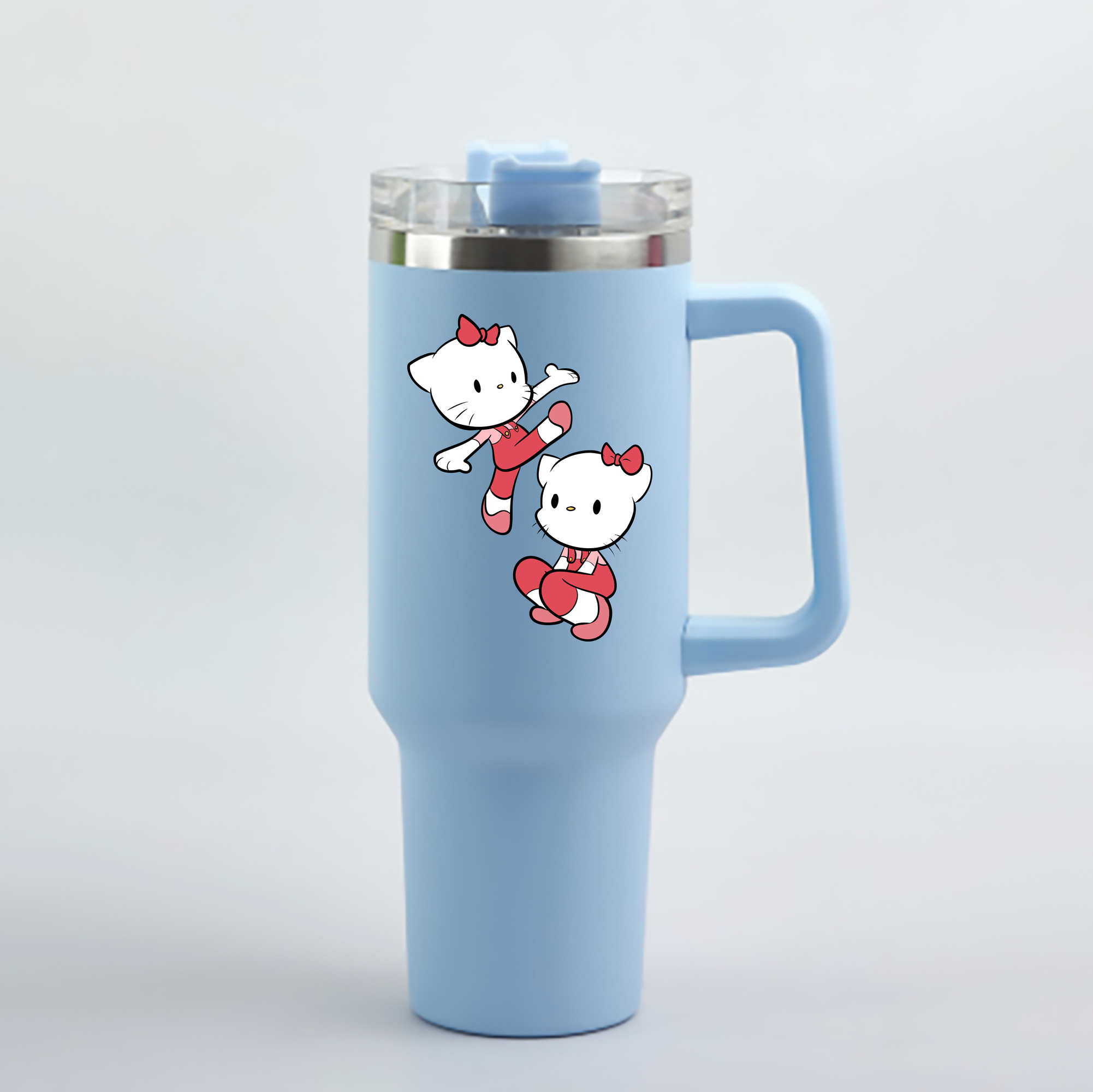 （画像用） Hello Kitty ハローキティ 1200mL車用タンブラー - クリスタルステッカー（プラスチックストロー付き）