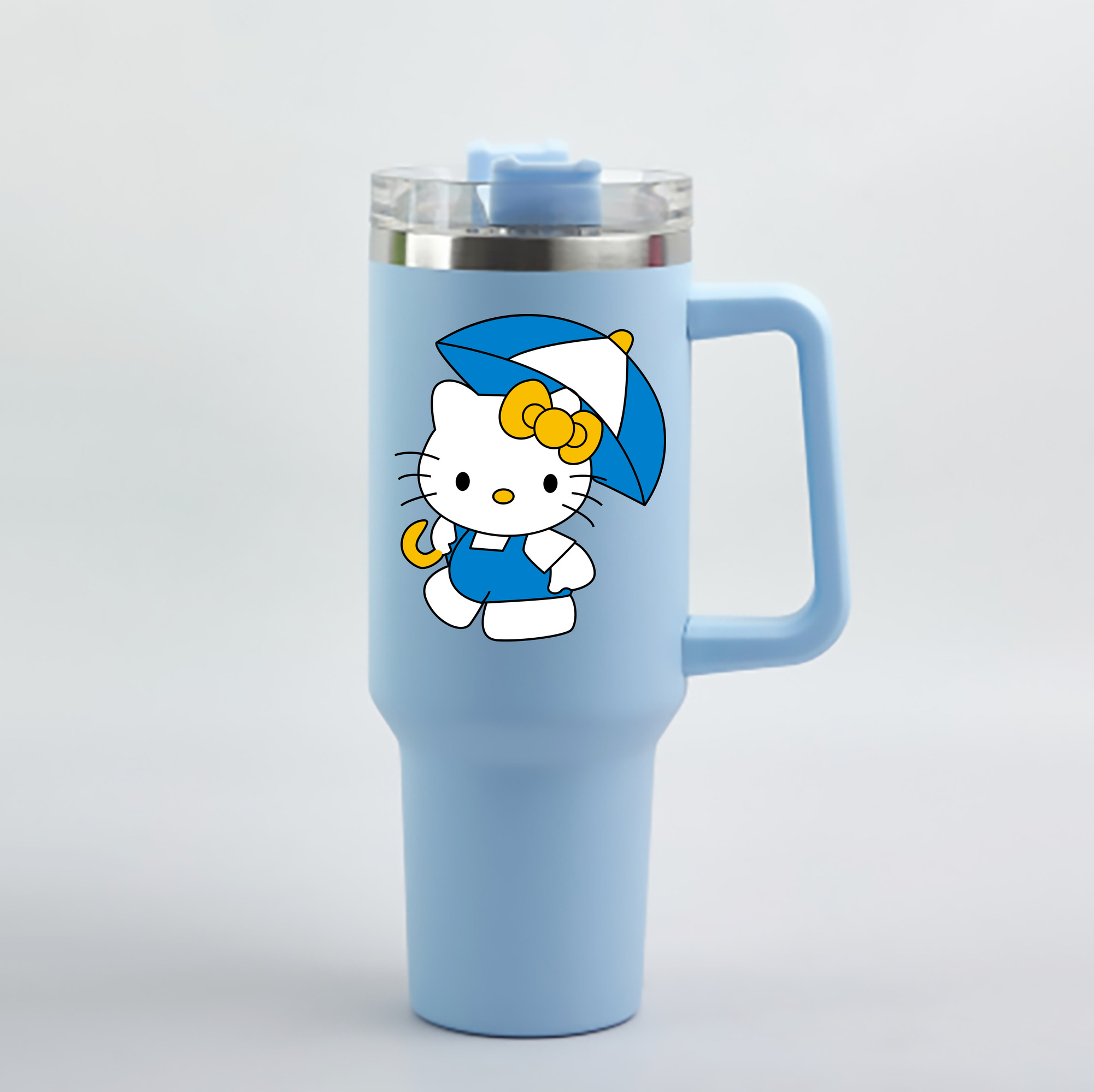 （画像用） Hello Kitty ハローキティ 1200mL車用タンブラー - クリスタルステッカー（プラスチックストロー付き）