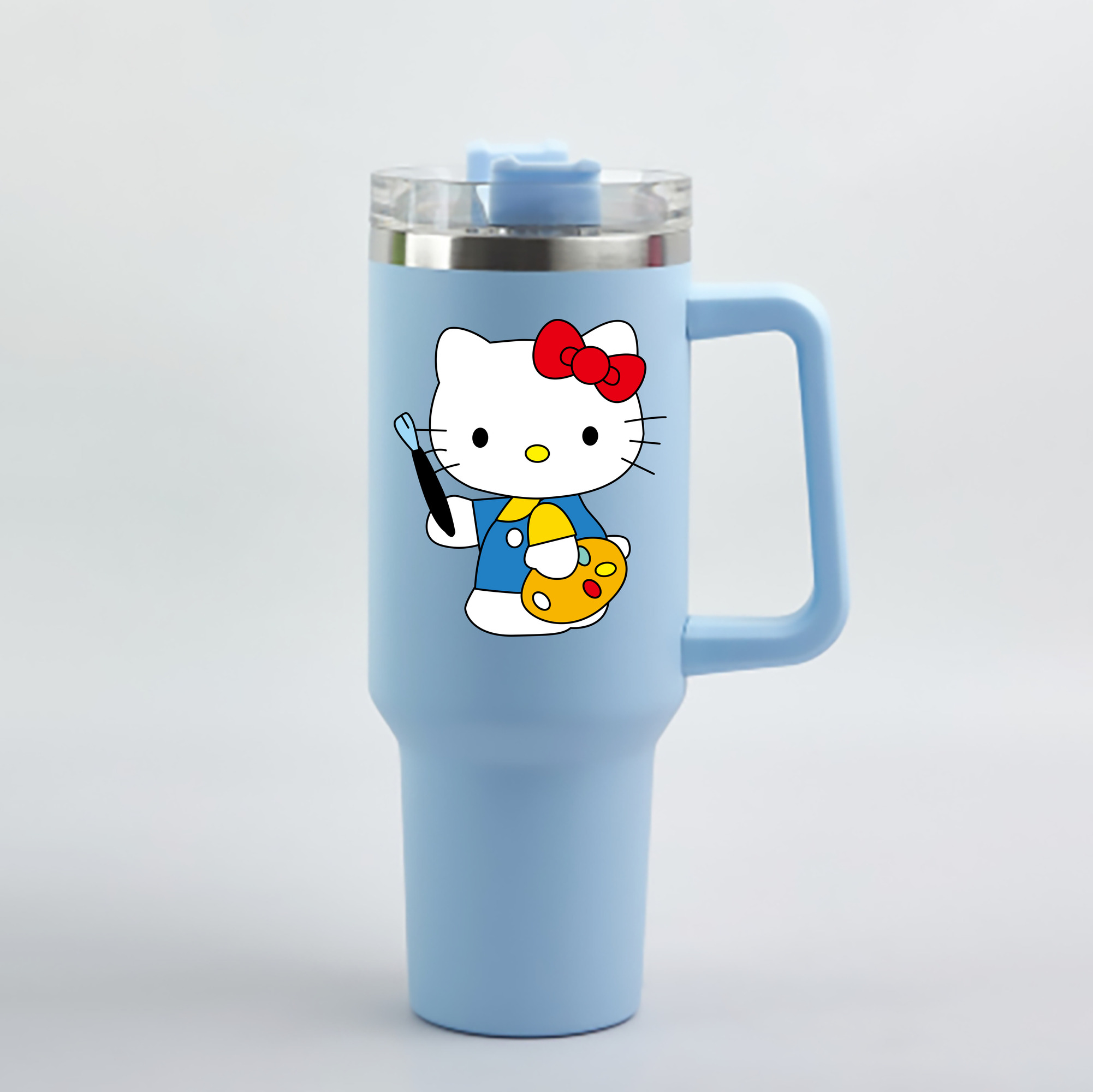 （画像用） Hello Kitty ハローキティ 1200mL車用タンブラー - クリスタルステッカー（プラスチックストロー付き）