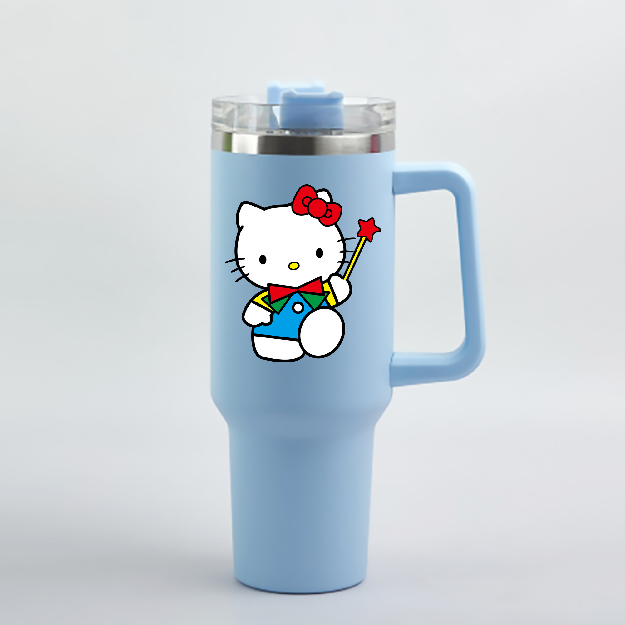 （画像用） Hello Kitty ハローキティ 1200mL車用タンブラー - クリスタルステッカー（プラスチックストロー付き）