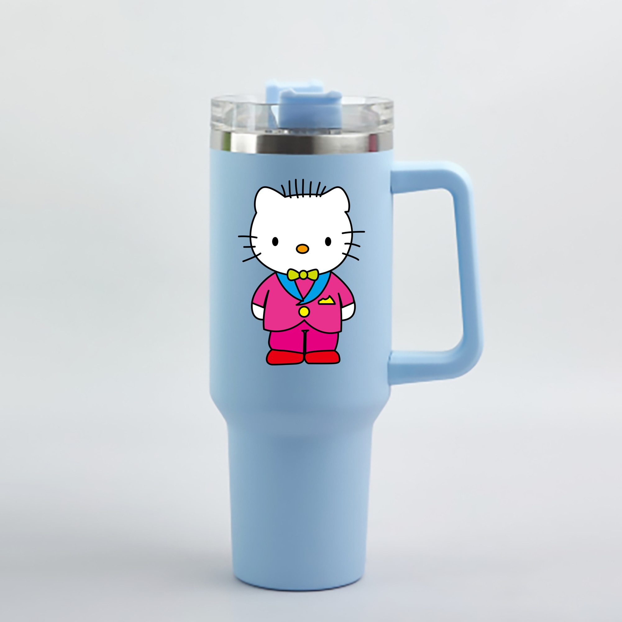 （画像用） Hello Kitty ハローキティ 1200mL車用タンブラー - クリスタルステッカー（プラスチックストロー付き）