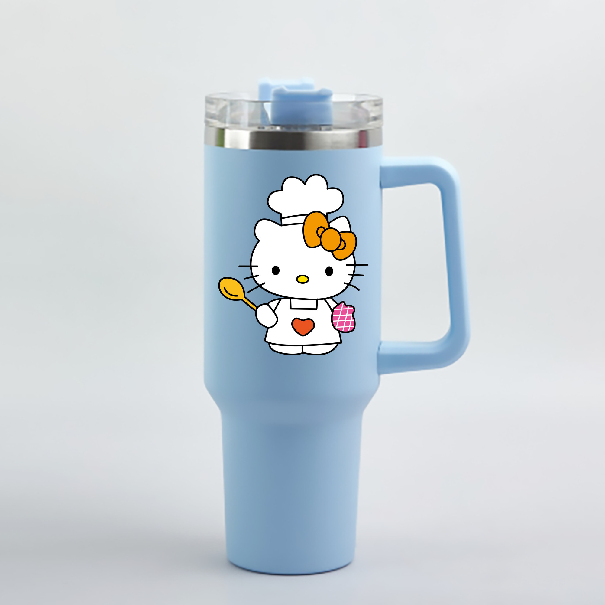 （画像用） Hello Kitty ハローキティ 1200mL車用タンブラー - クリスタルステッカー（プラスチックストロー付き）