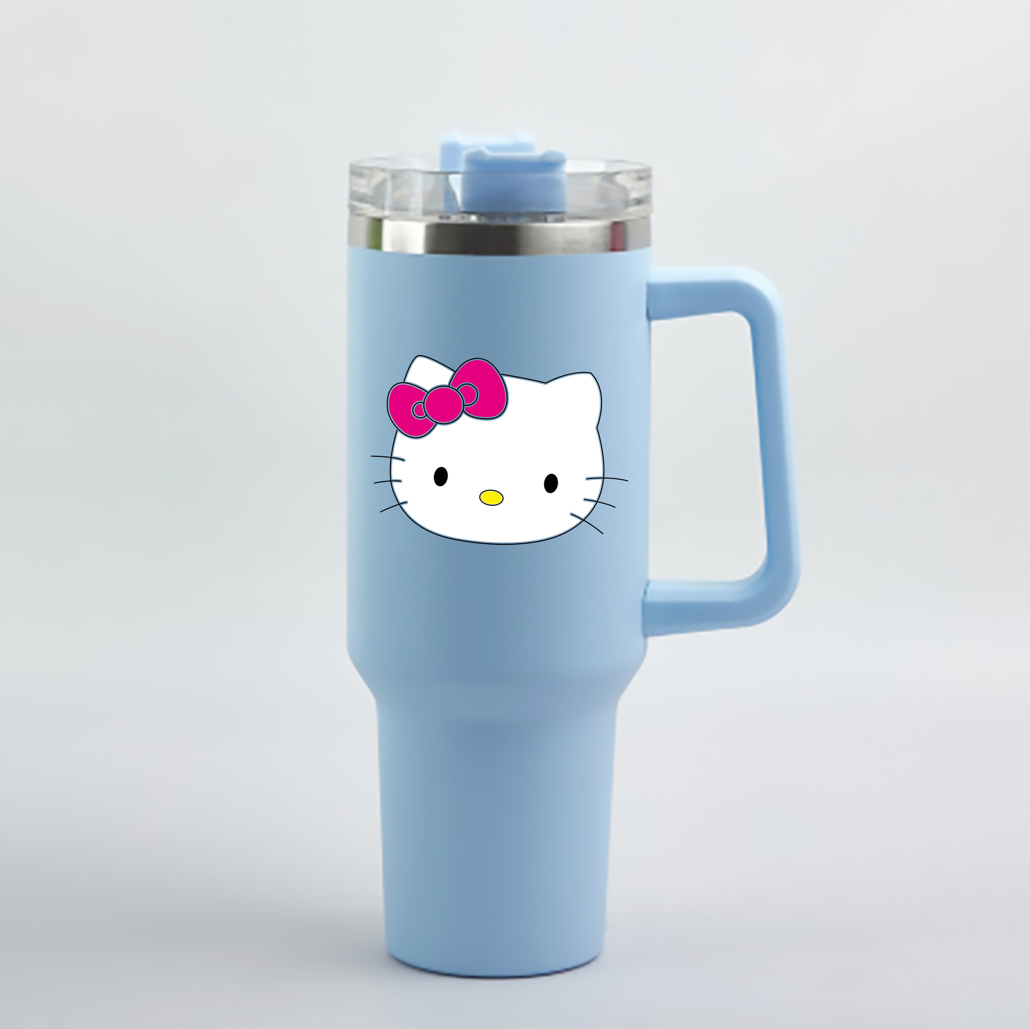 （画像用） Hello Kitty ハローキティ 1200mL車用タンブラー - クリスタルステッカー（プラスチックストロー付き）