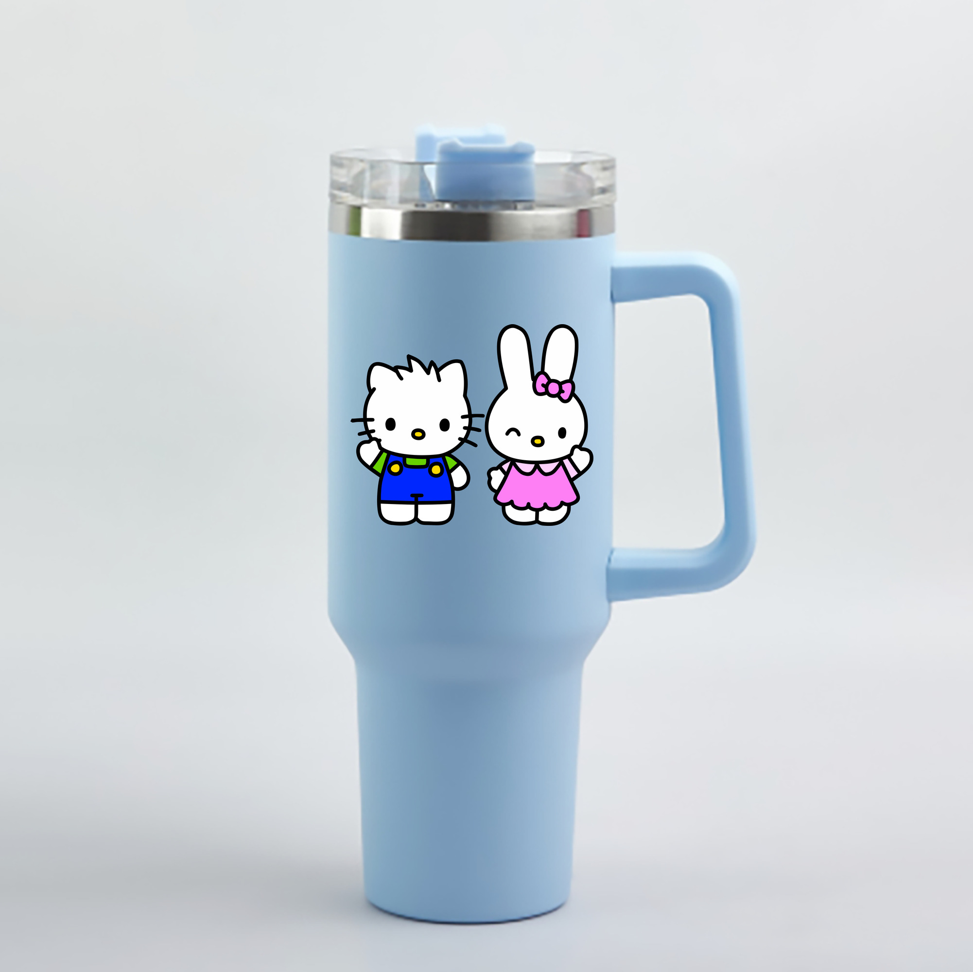 （画像用） Hello Kitty ハローキティ 1200mL車用タンブラー - クリスタルステッカー（プラスチックストロー付き）